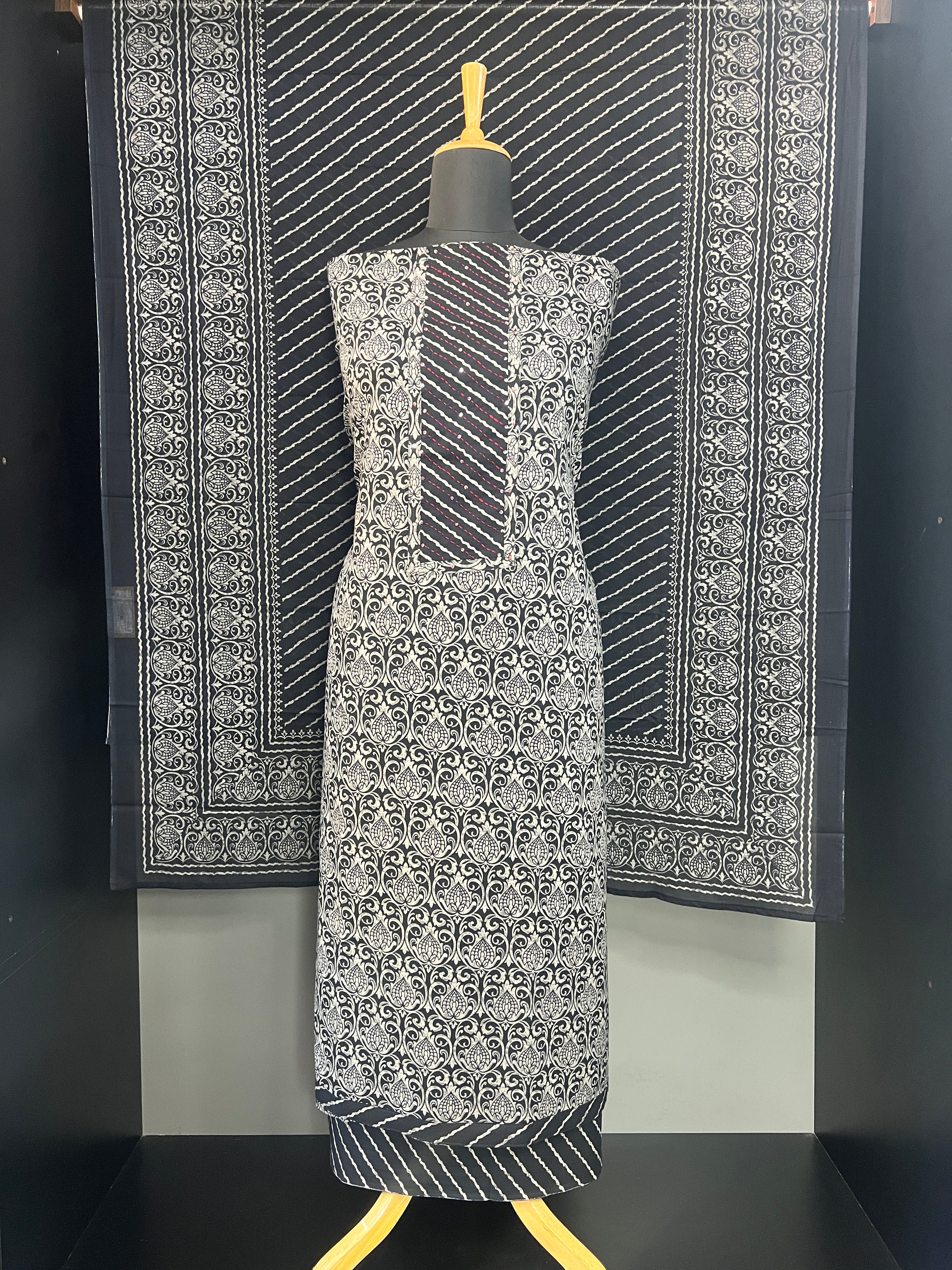Embroidered Block Printed Cotton Salwar Set |JRC119