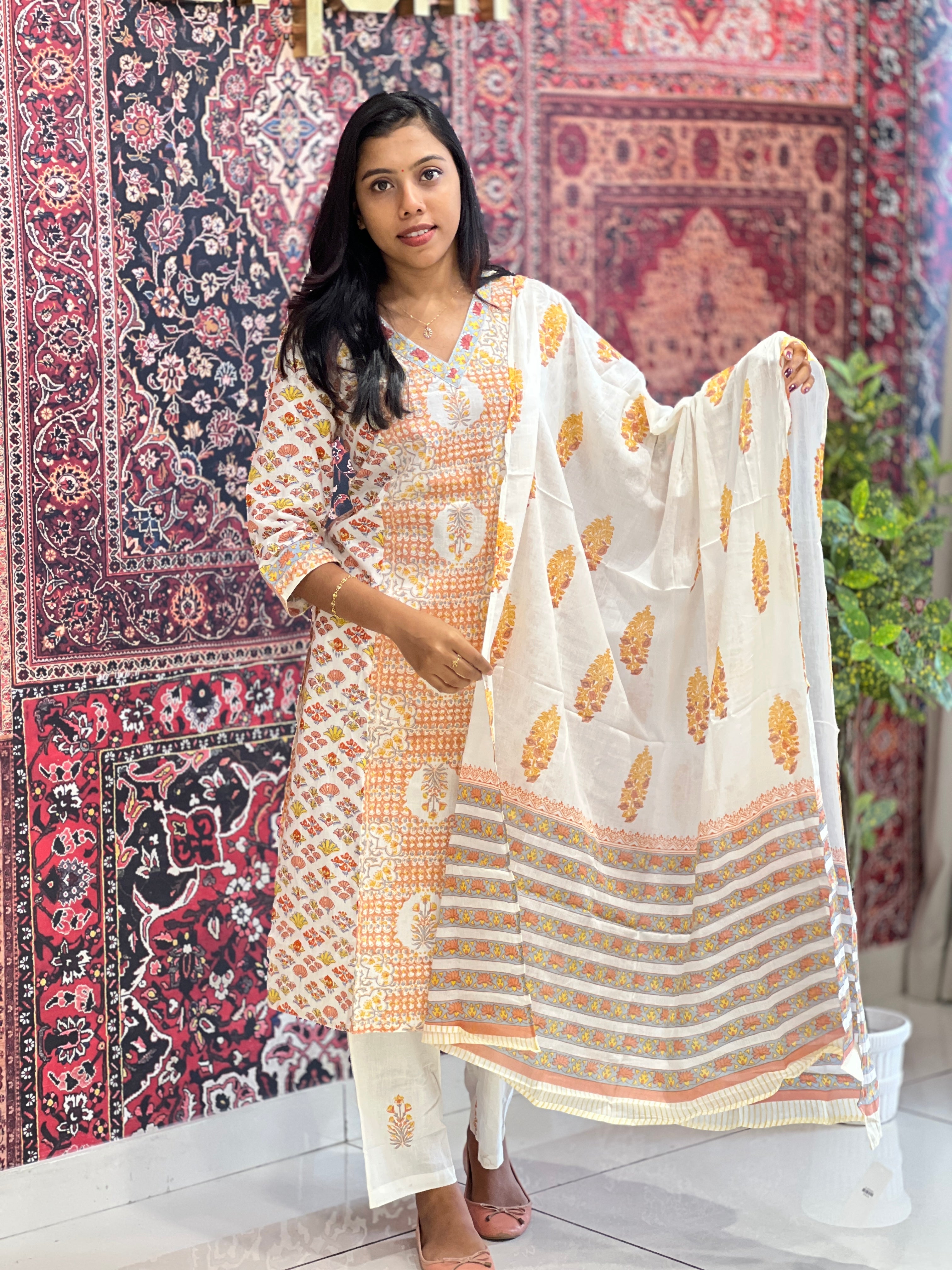 Digital Print Pattern Cotton Kurta Set | NCF304