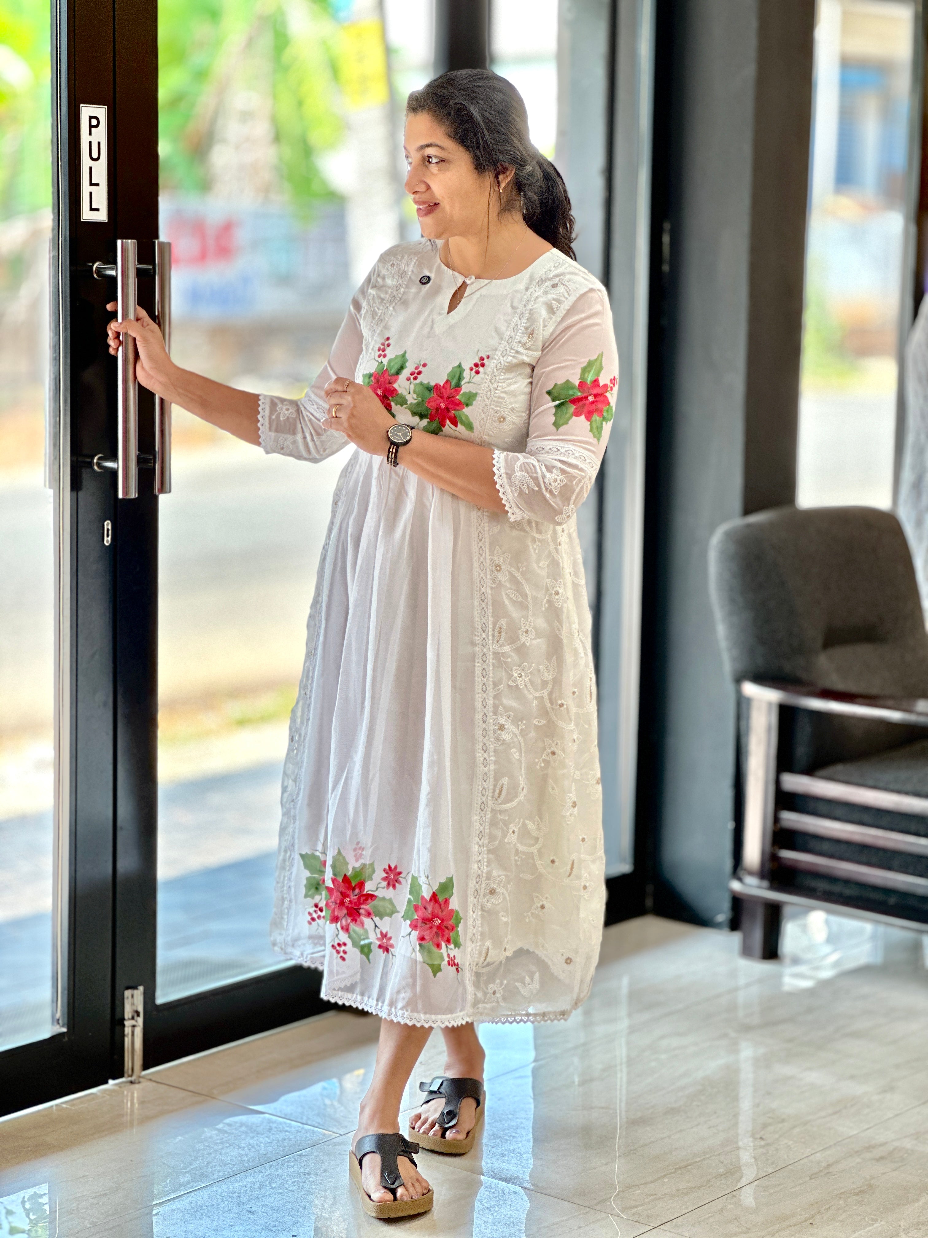 Floral Printed Organza Kurta Material | JSC552