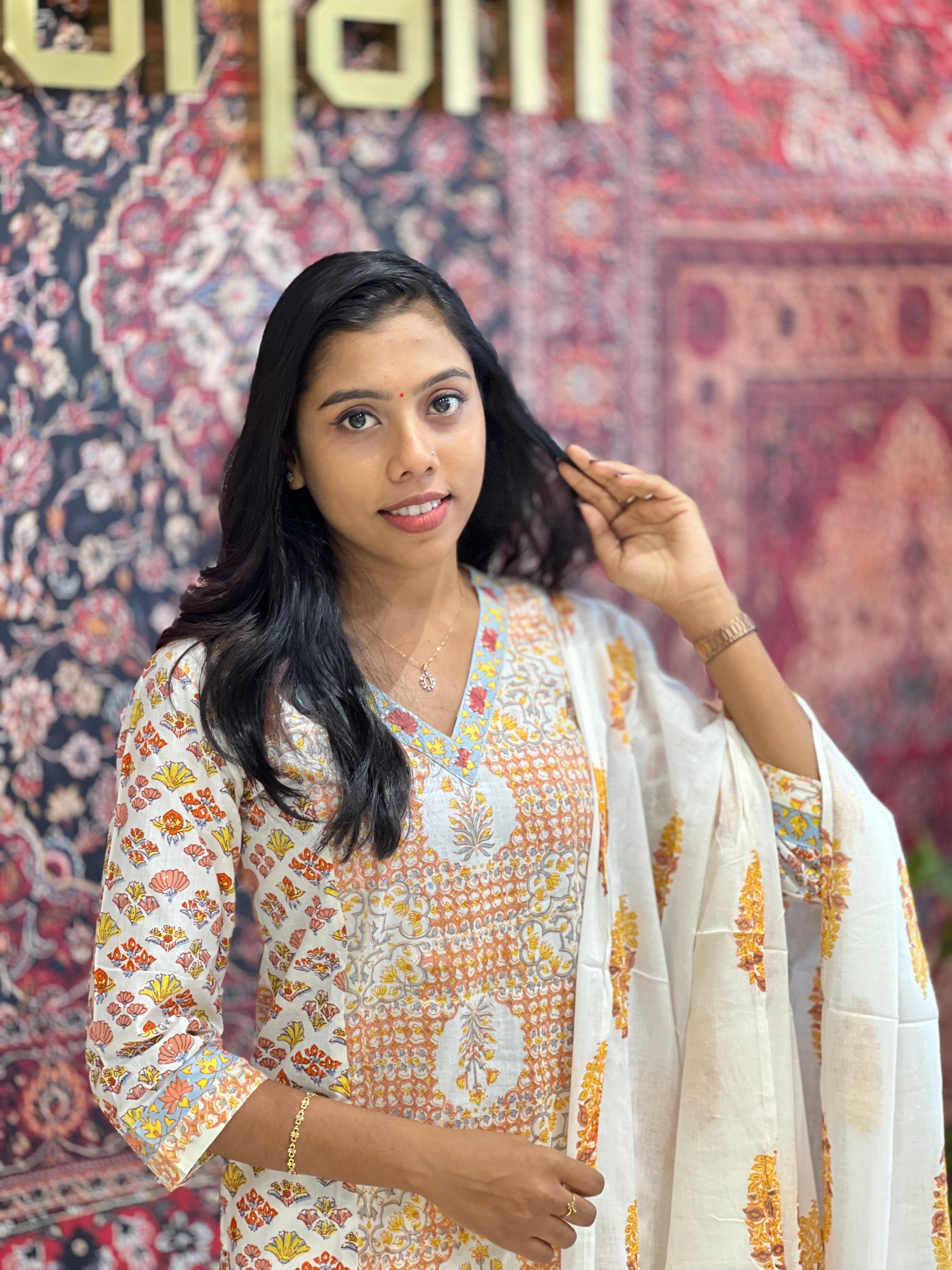Digital Print Pattern Cotton Kurta Set | NCF304