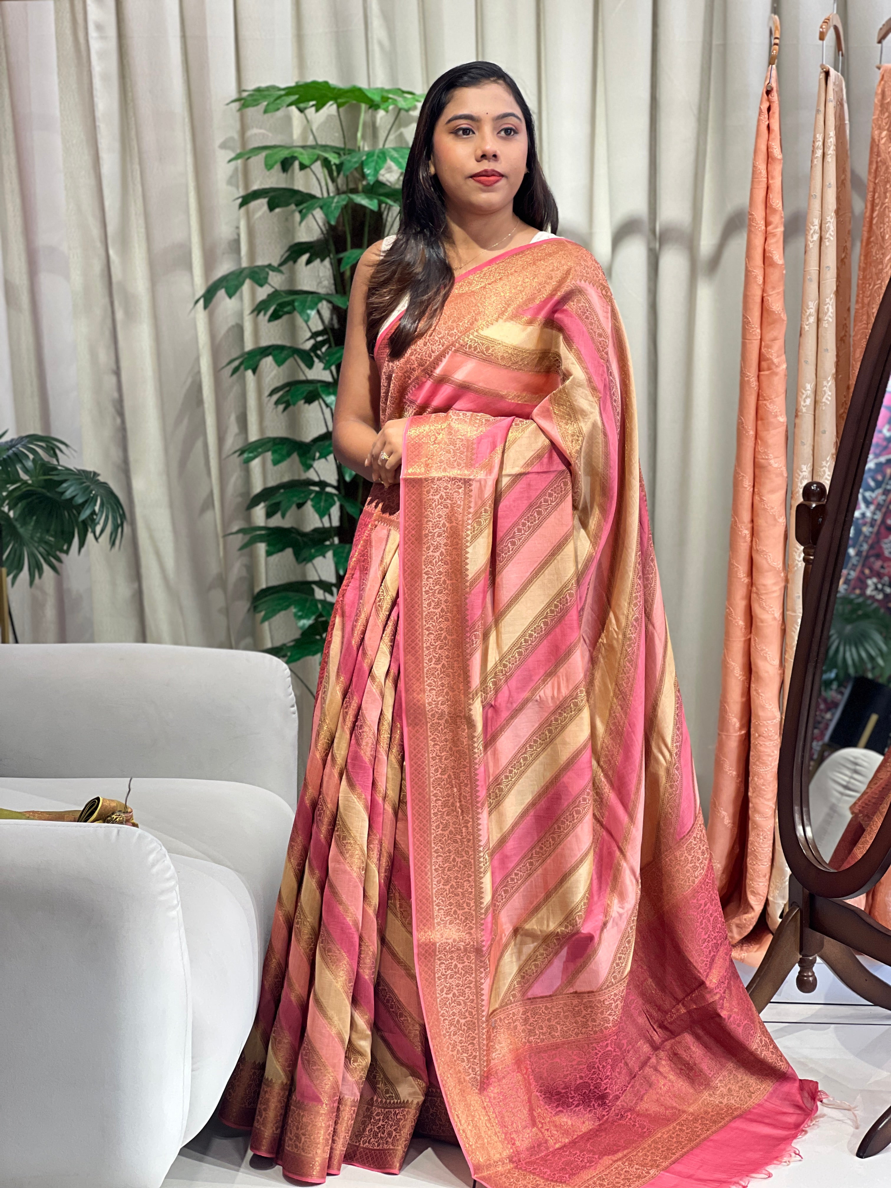 Rangat Pattern Chanderi  Banarasi Saree | MM546