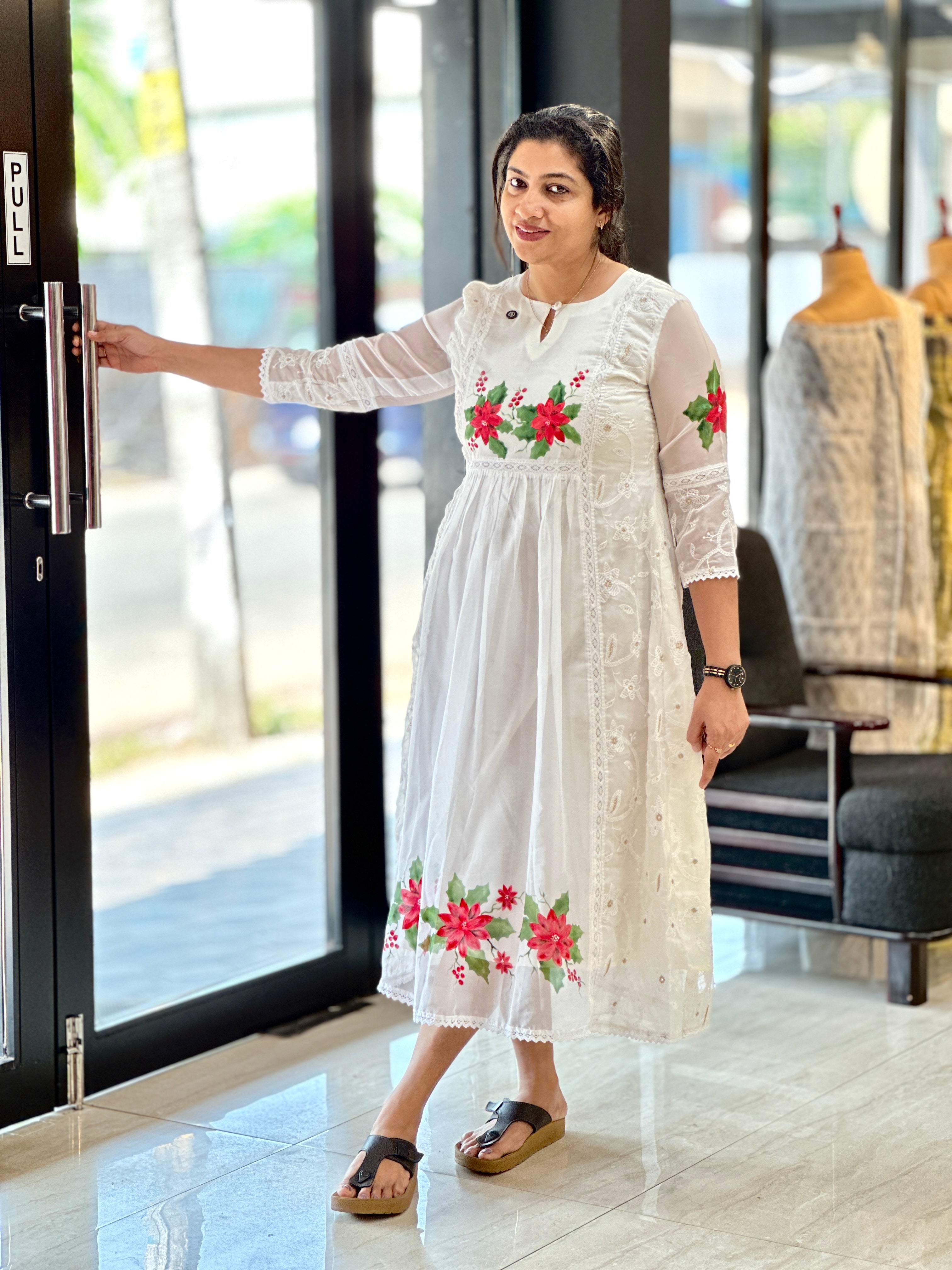 Floral Printed Organza Kurta Material | JSC552