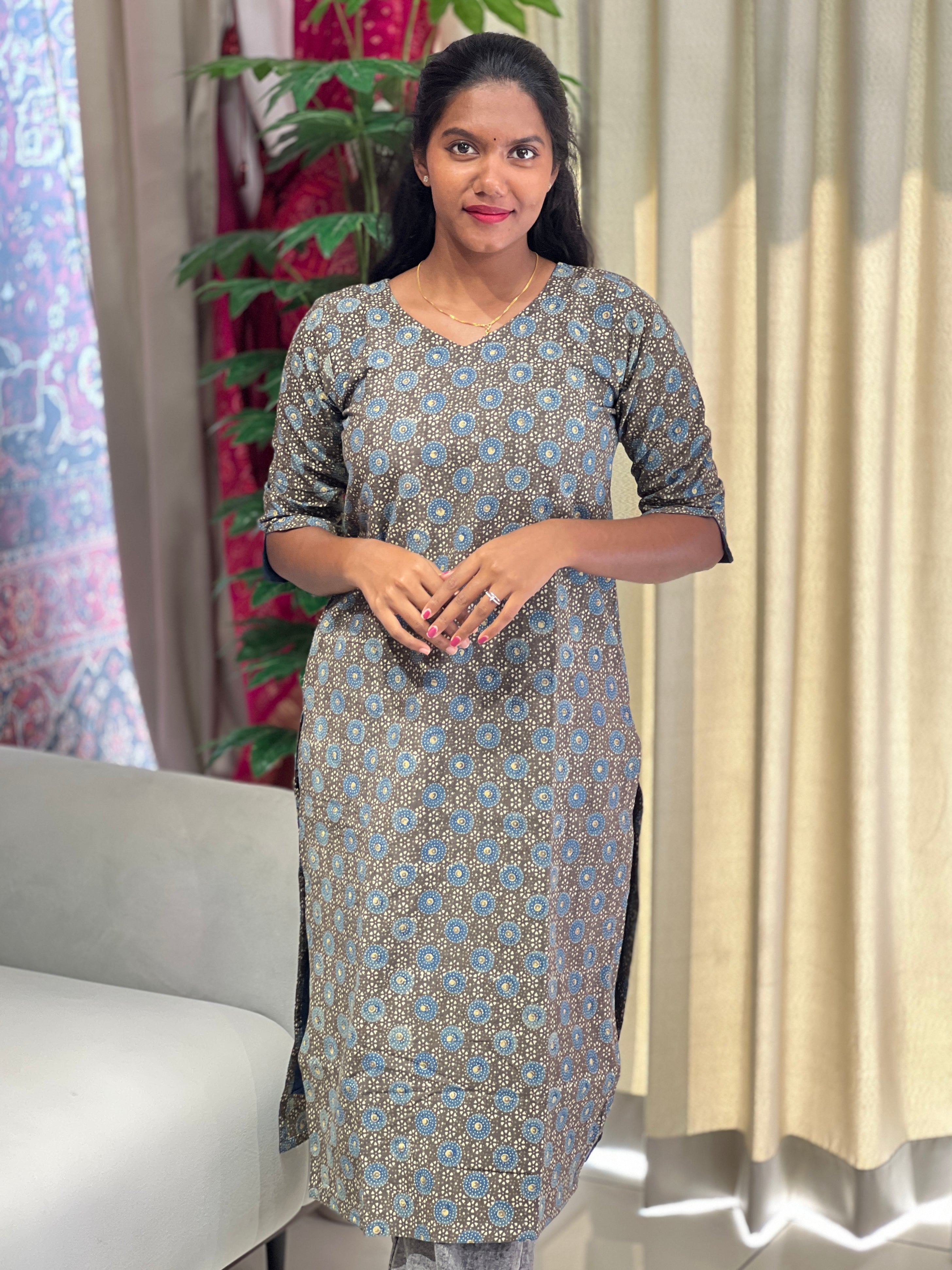 Ajrakh Printed Cotton Kurta | RMLA192