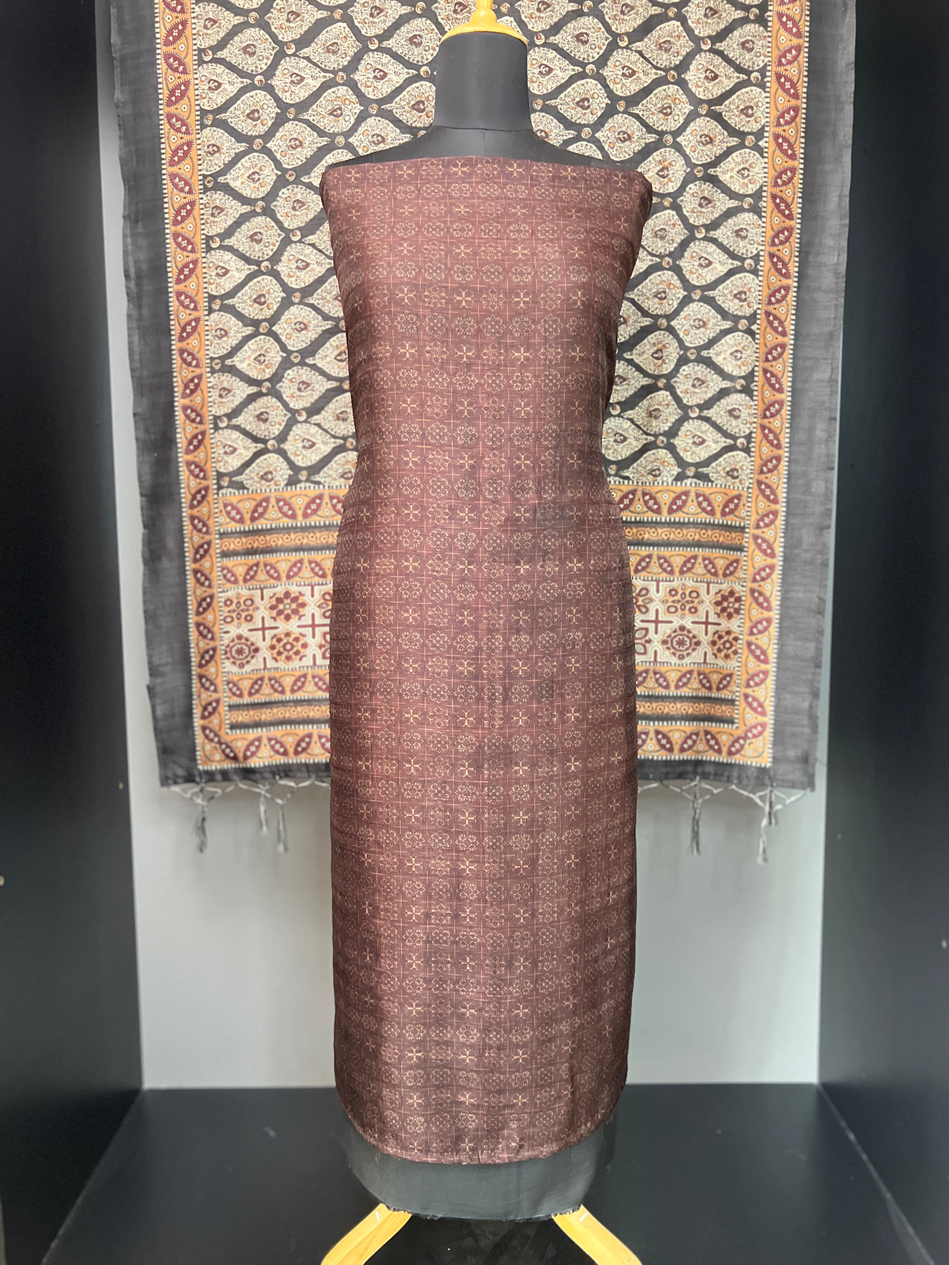 Geometric Printed Semi Tussar Salwar Set | SP224