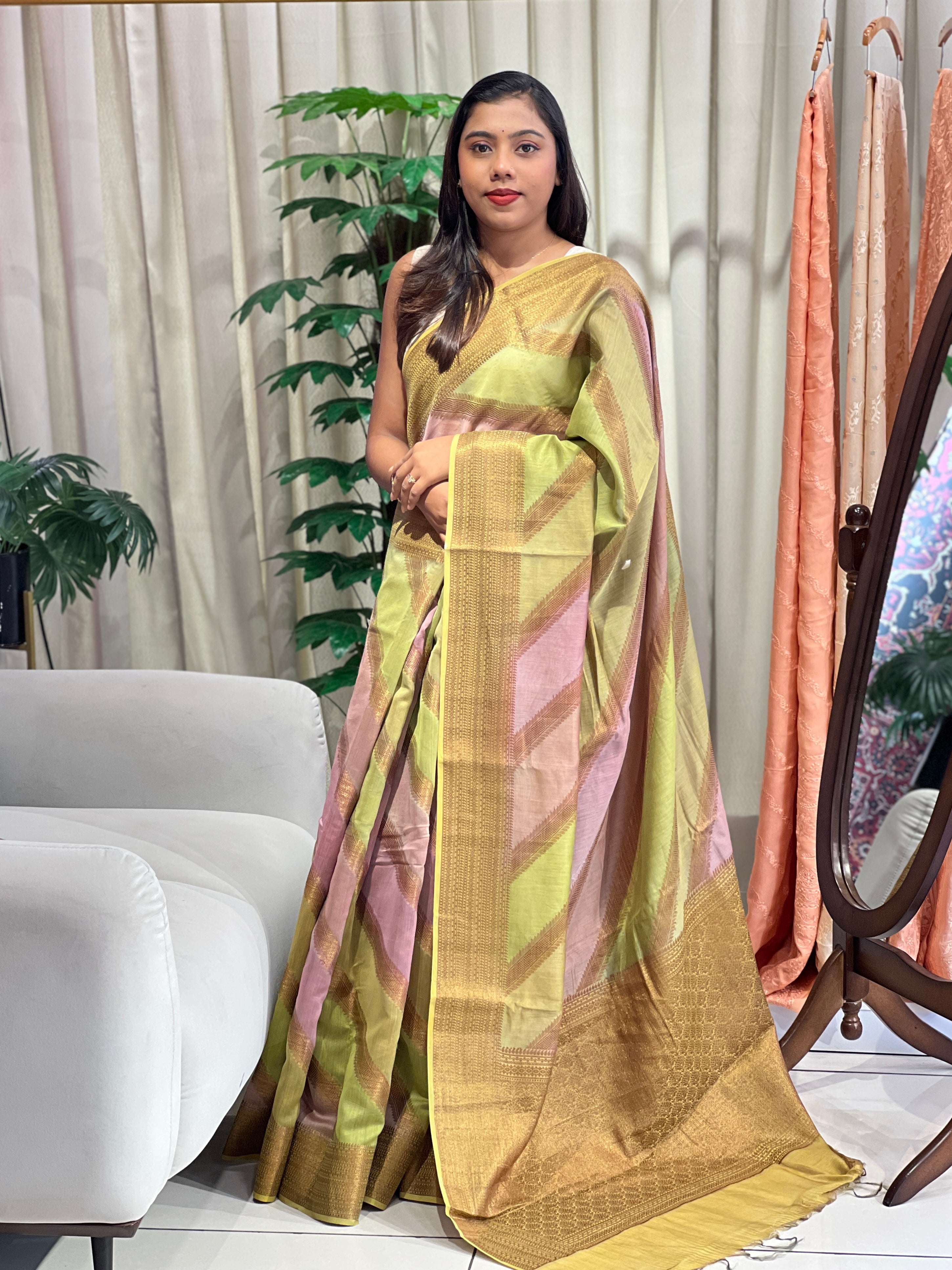 Rangat Pattern Chanderi  Banarasi Saree | MM544