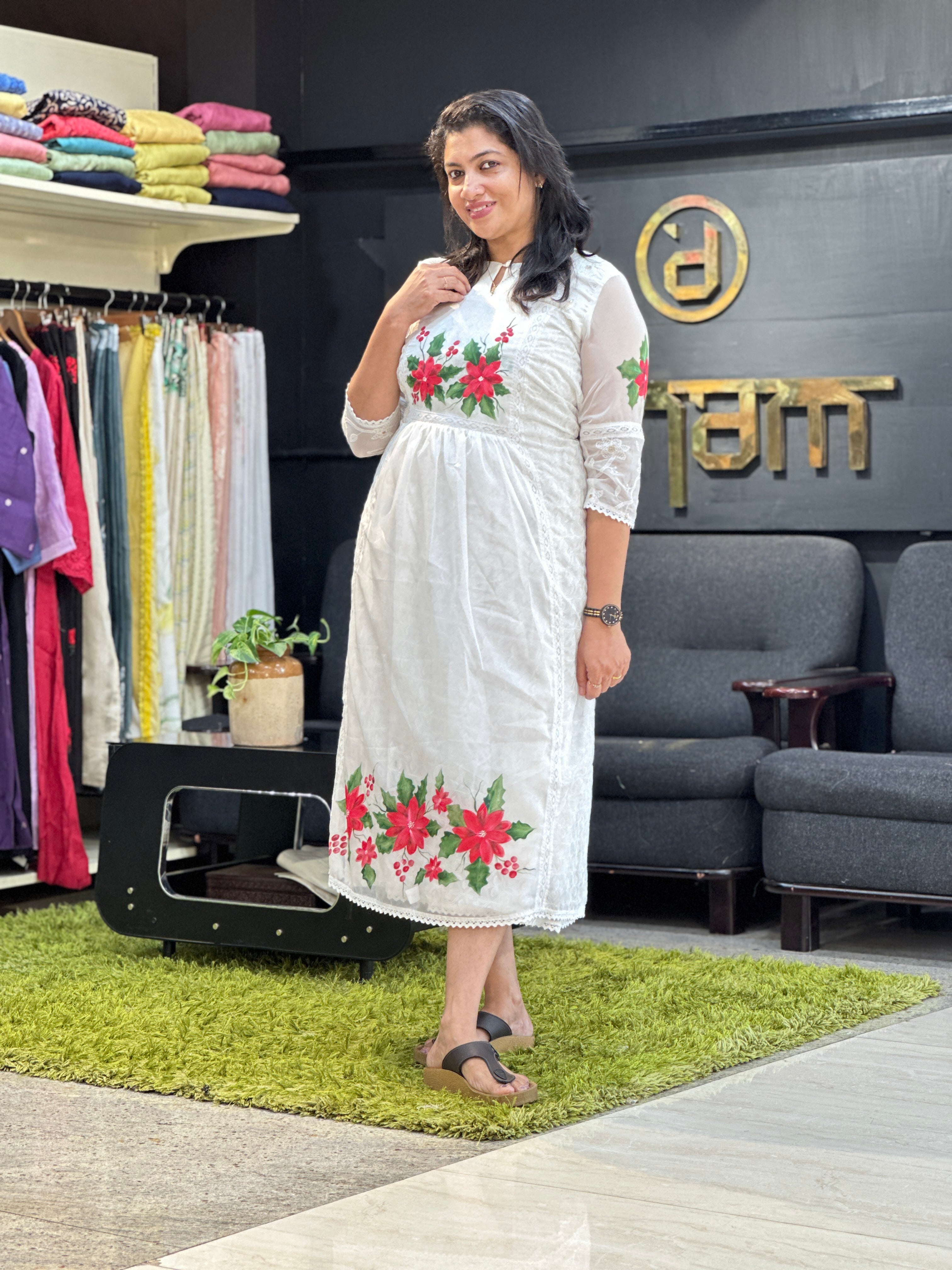 Floral Printed Organza Kurta Material | JSC551