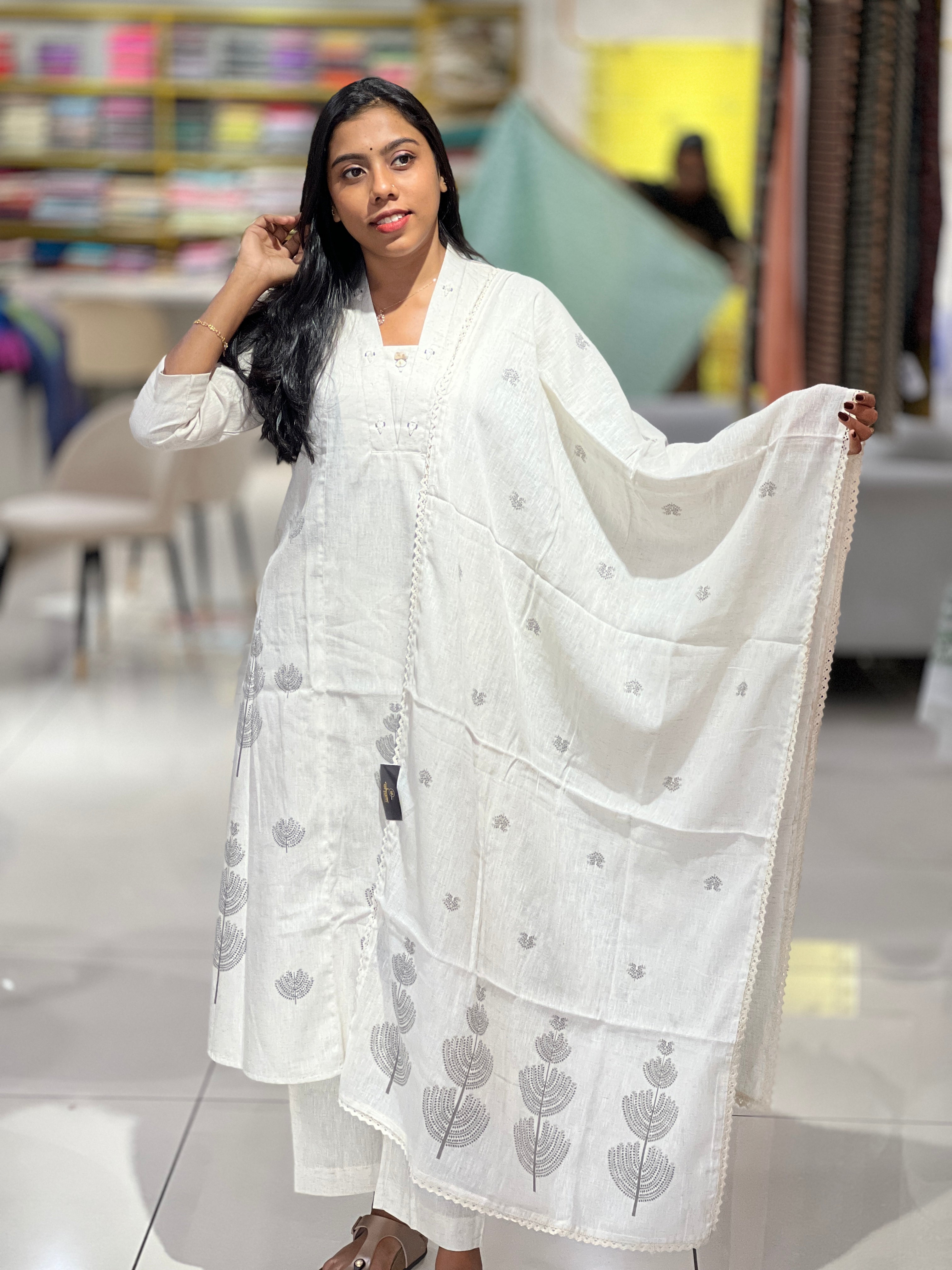 Digital Printed Linen Kurta Set | PGI198