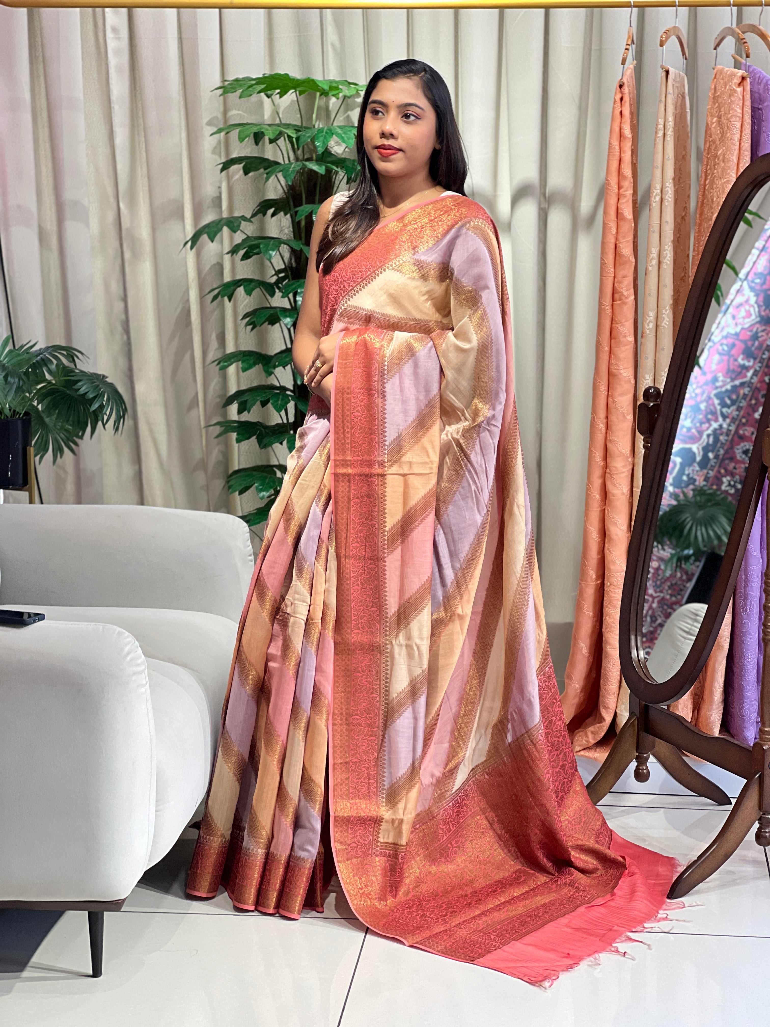 Rangat Pattern Chanderi  Banarasi Saree | MM543