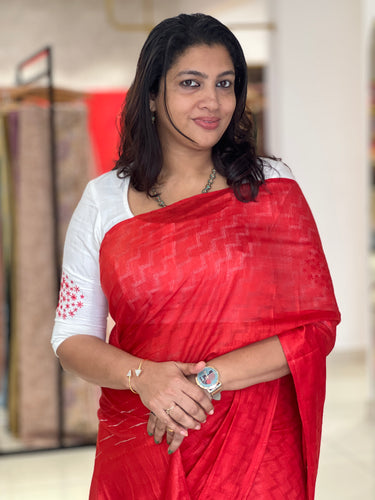 Kantha Weaving Patterned Bahgalpuri Linen Saree | NHH317
