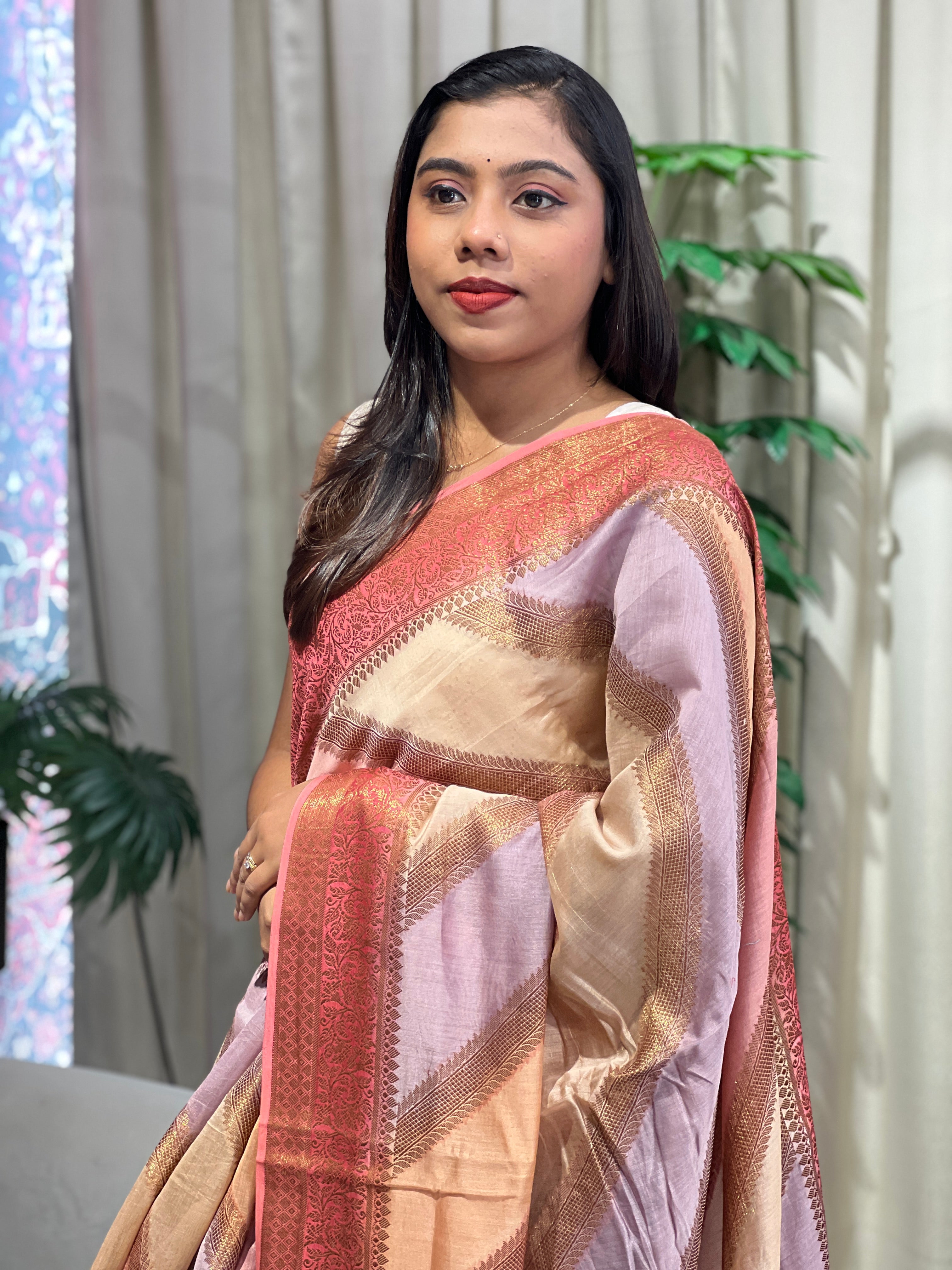 Rangat Pattern Chanderi  Banarasi Saree | MM543