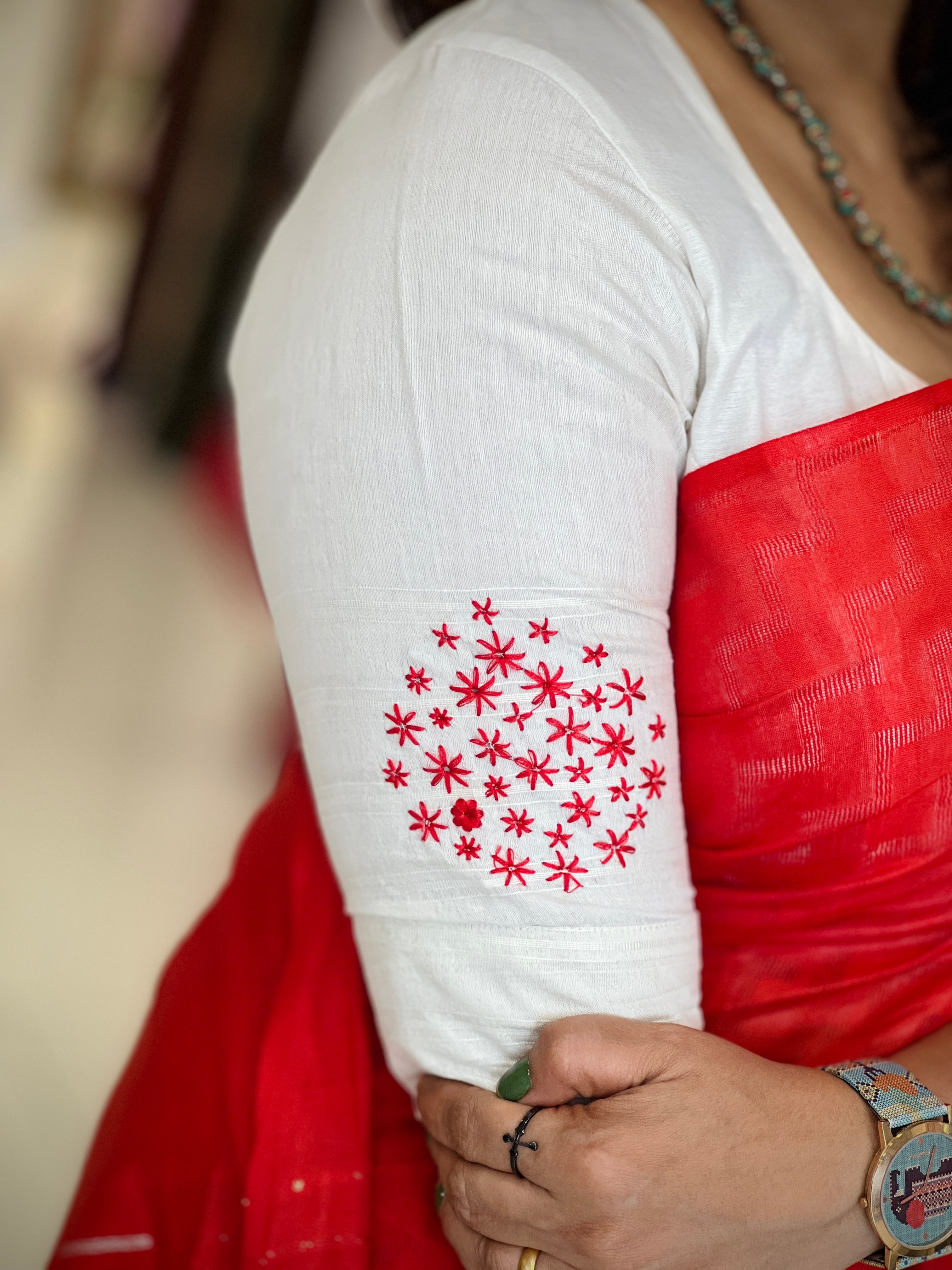 Kantha Weaving Patterned Bahgalpuri Linen Saree | NHH317