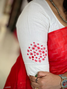 Kantha Weaving Patterned Bahgalpuri Linen Saree | NHH317