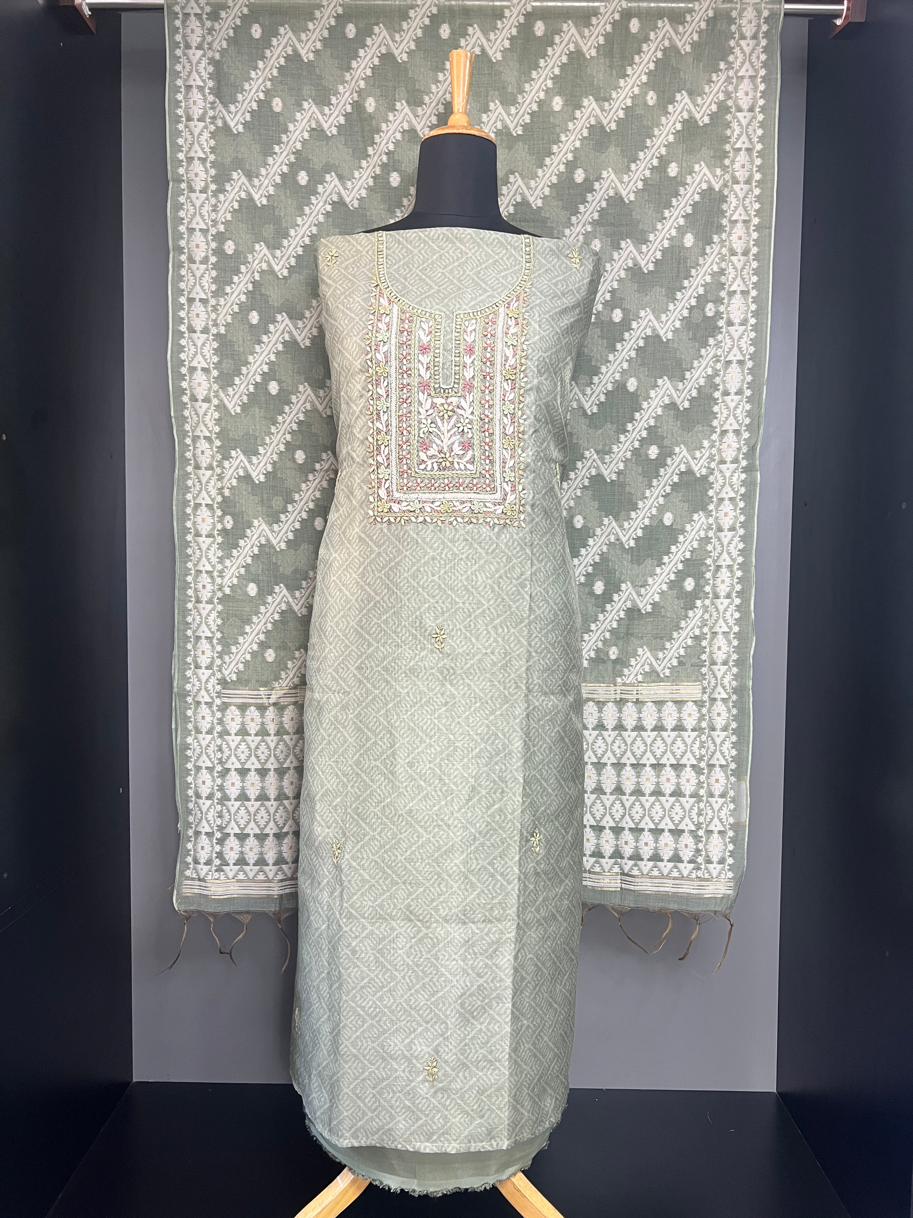Hand Embroidery Tussar Finish Salwar Set | MM462