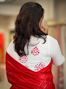 Kantha Weaving Patterned Bahgalpuri Linen Saree | NHH317