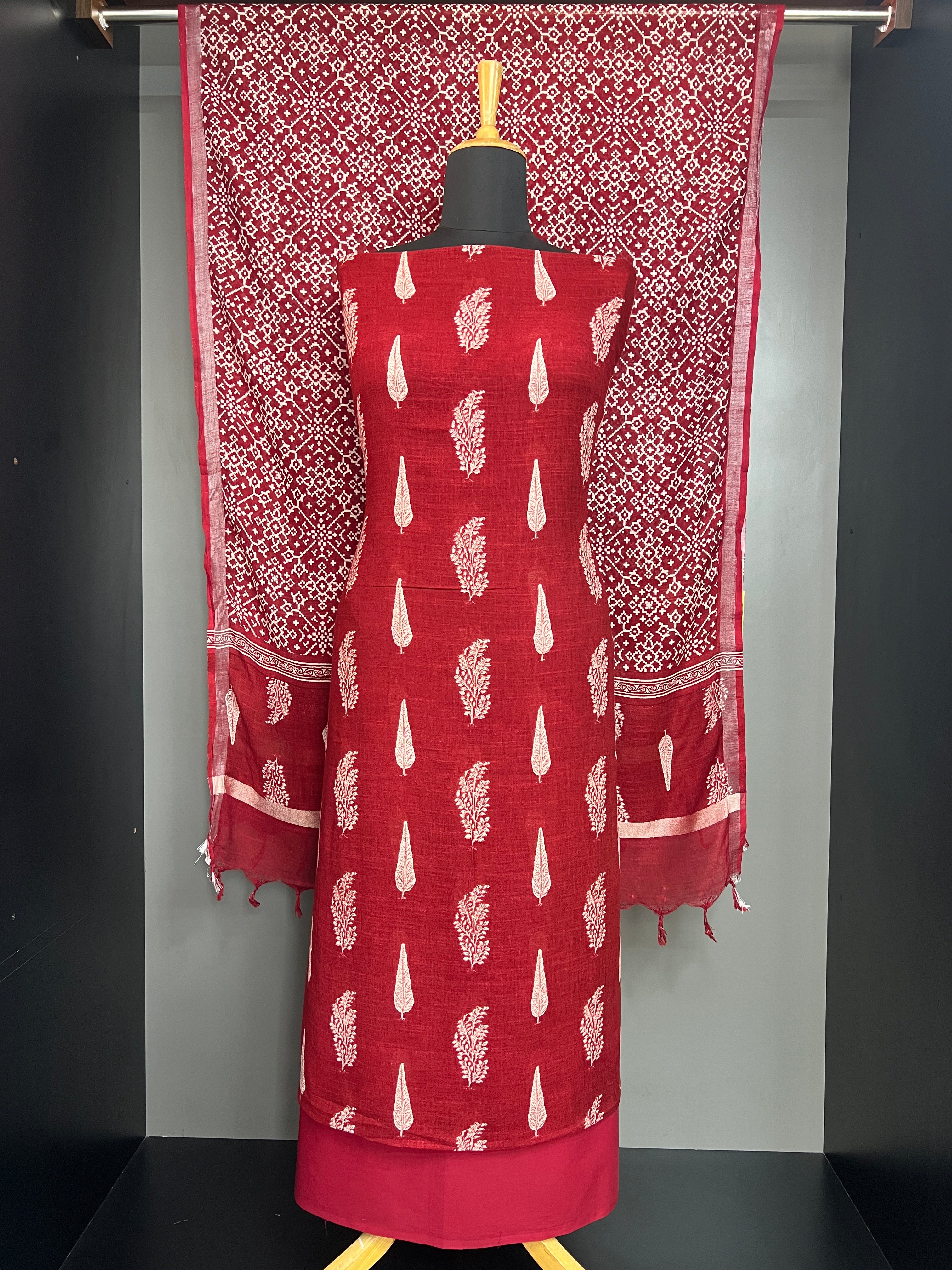Ikat & Geometric Hand Block Printed Salwar Set |HE275