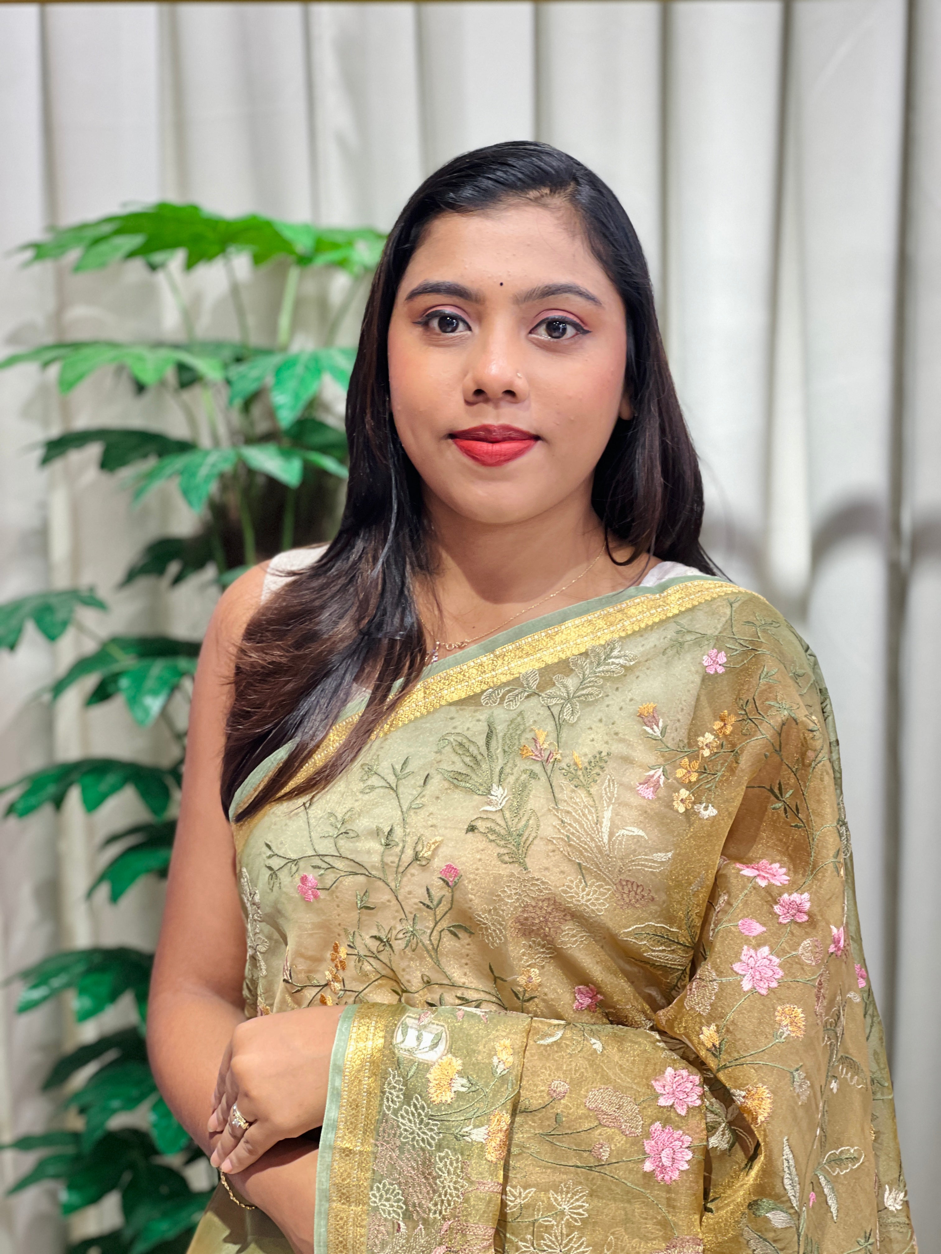 Computerized Embroidery Organza Saree | MM547