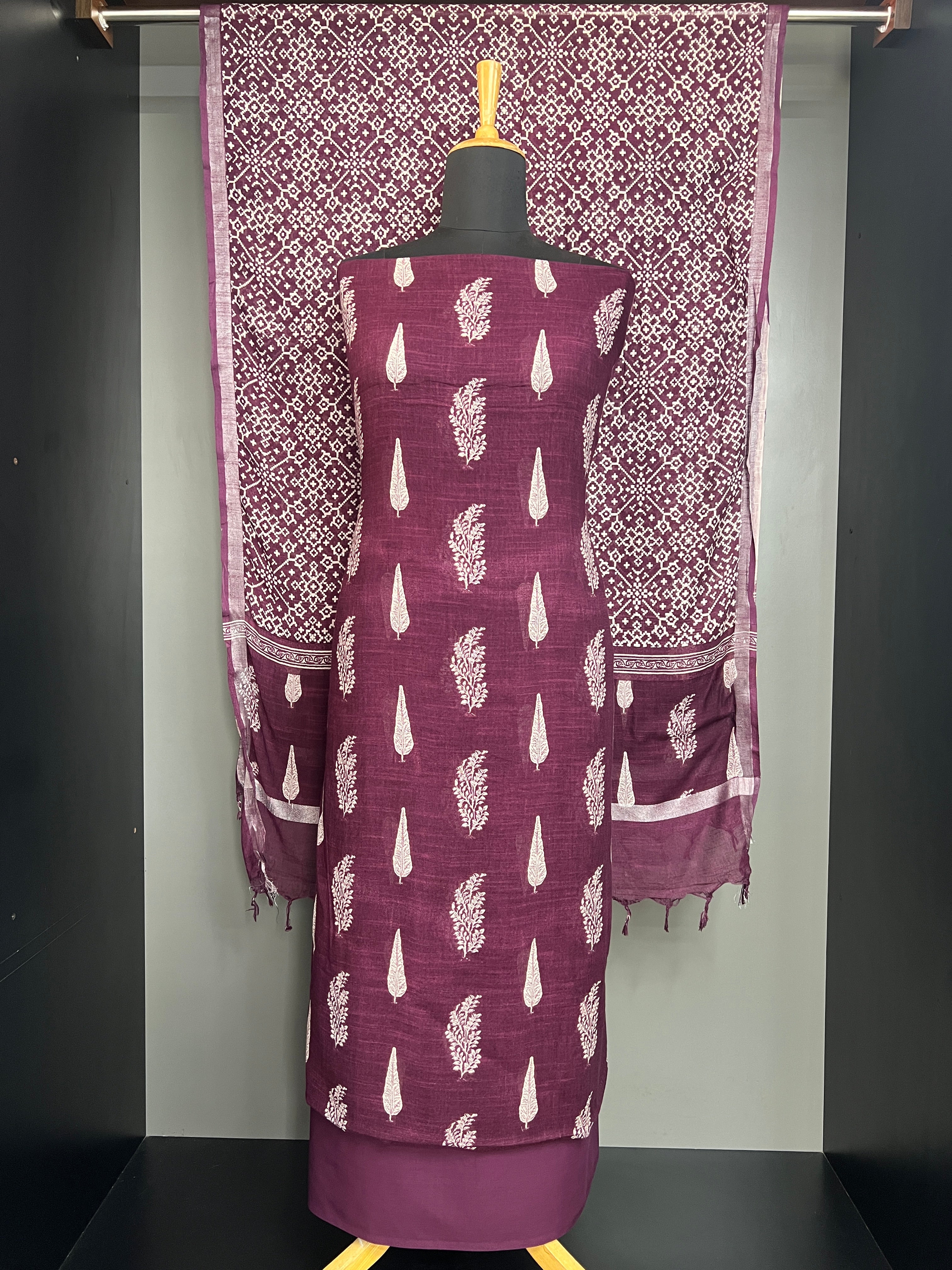 Ikat & Geometric Hand Block Printed Salwar Set |HE277