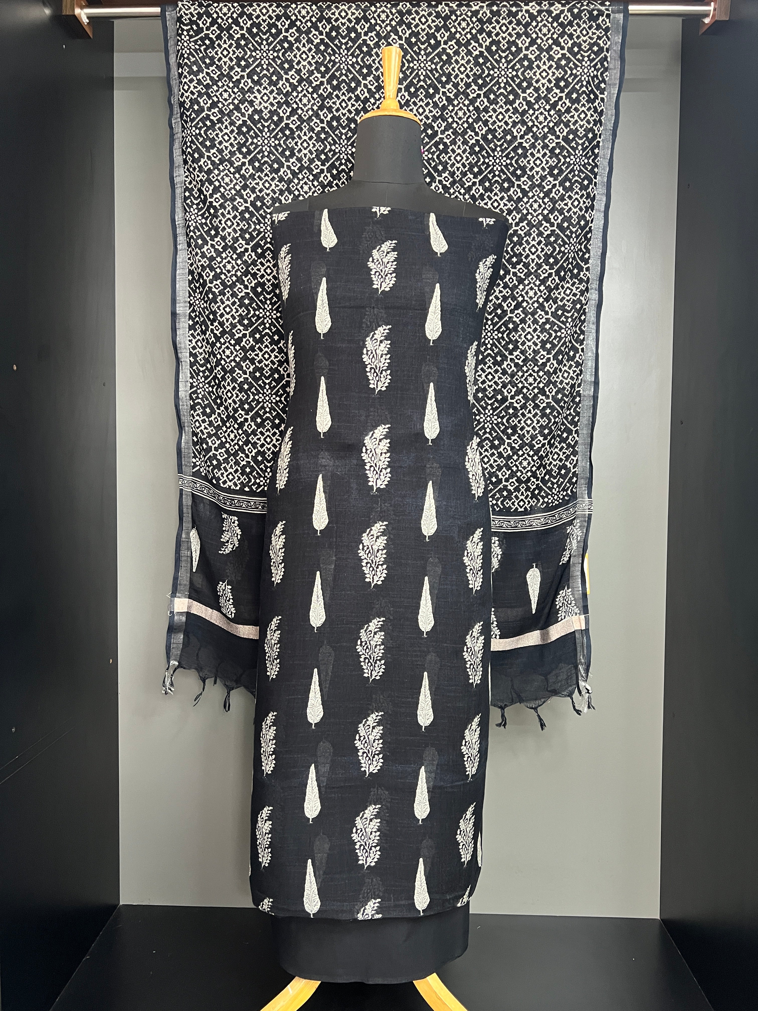 Ikat & Geometric Hand Block Printed Salwar Set |HE278