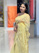 Floral & Leaf Machine Embroidery Shimmer Organza Saree | BLD1451