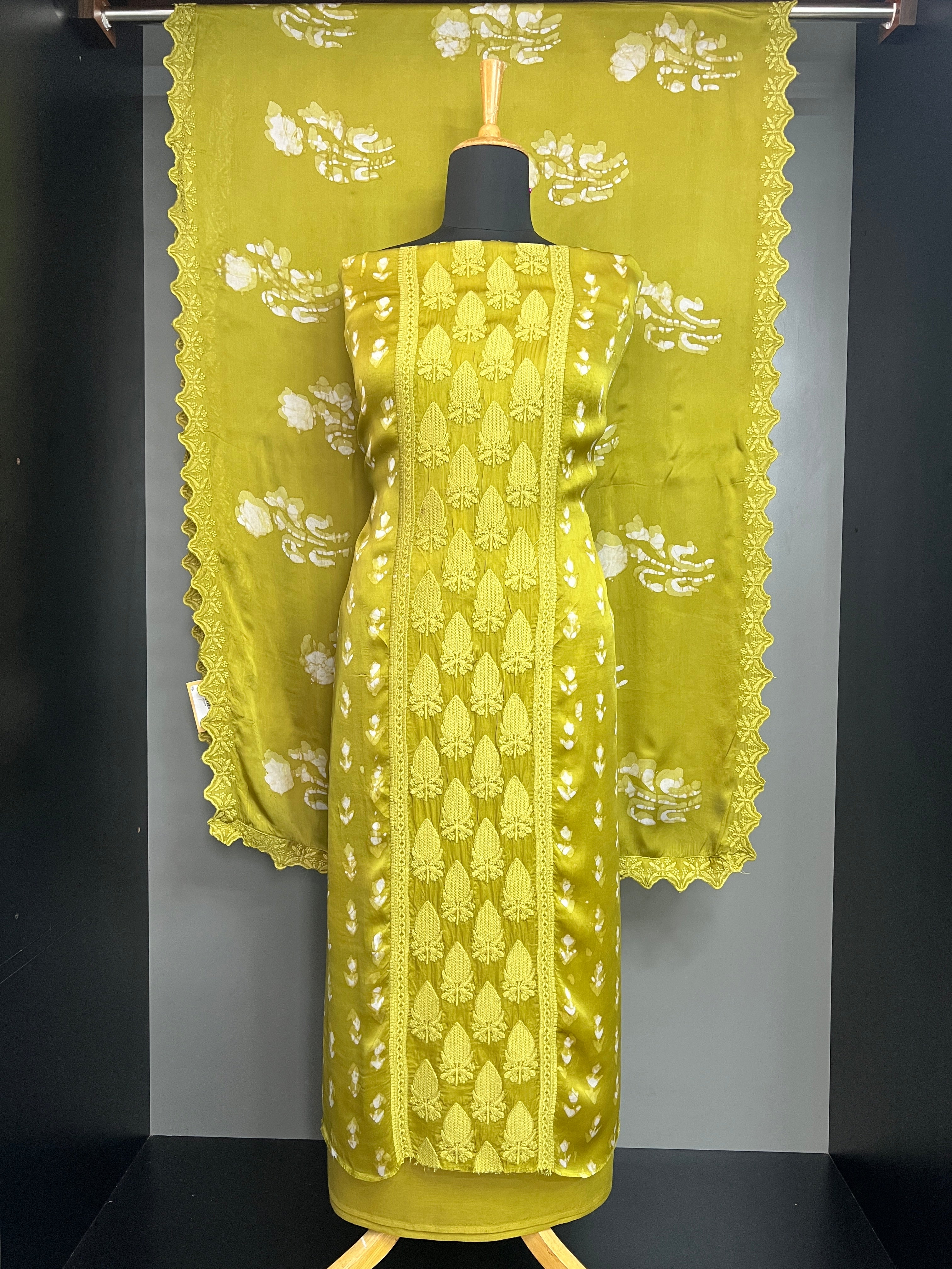 Batik Printed Satin Georgette Salwat Set | HE292