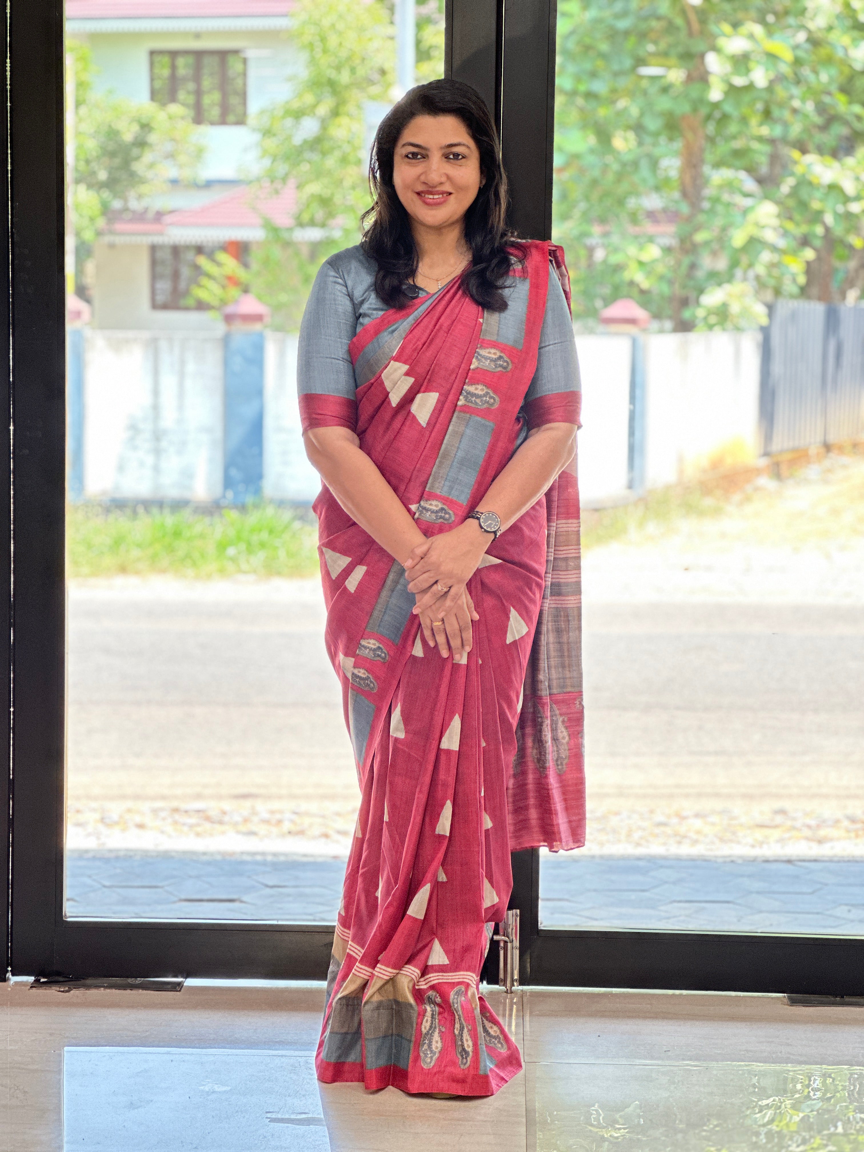 Digital Printed Semi Tussar Saree | SSN529