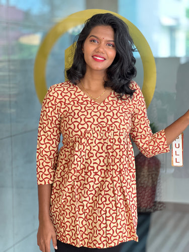 Print Detailed Cotton Short Kurta | DNT484
