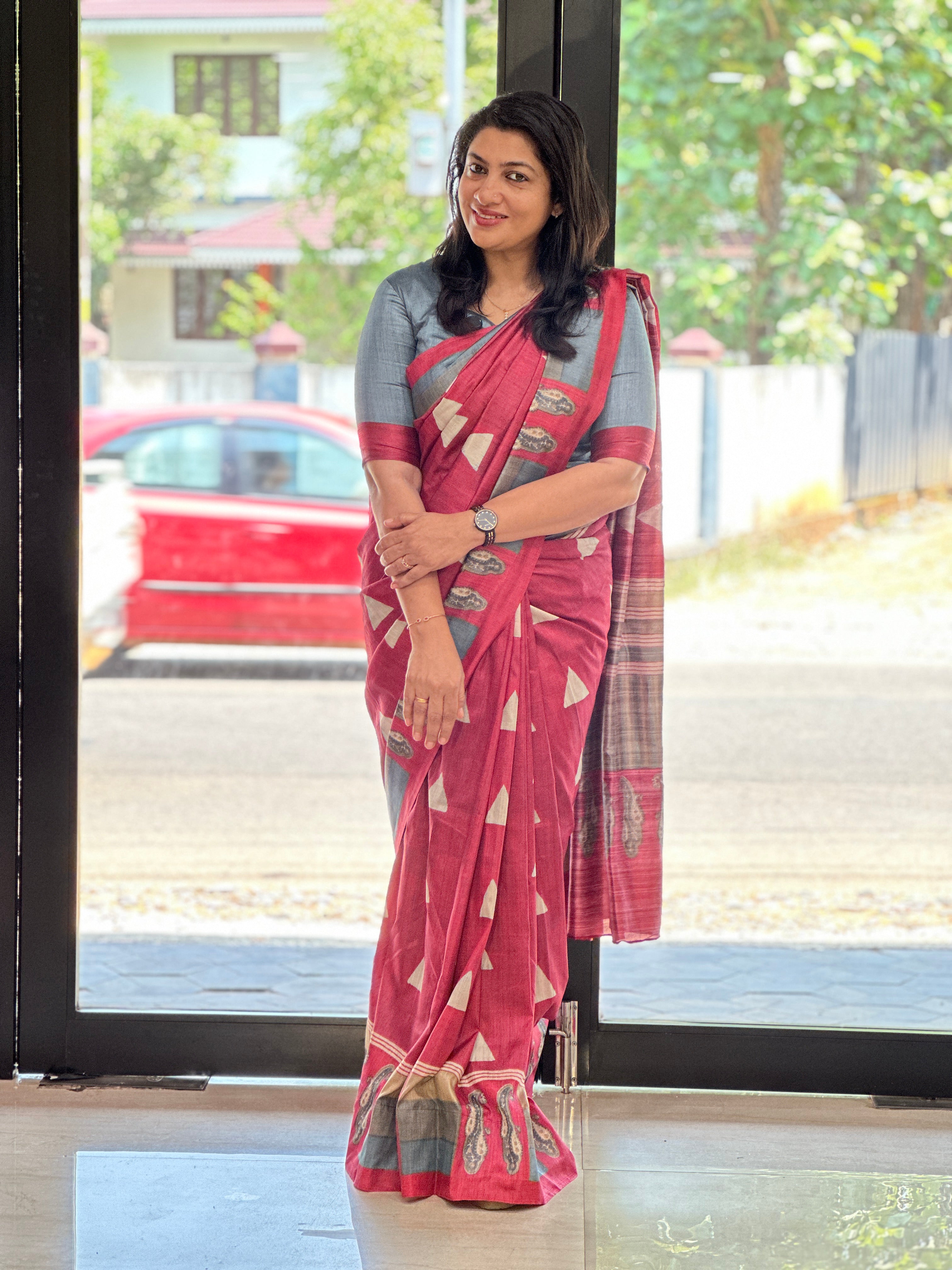 Digital Printed Semi Tussar Saree | SSN529