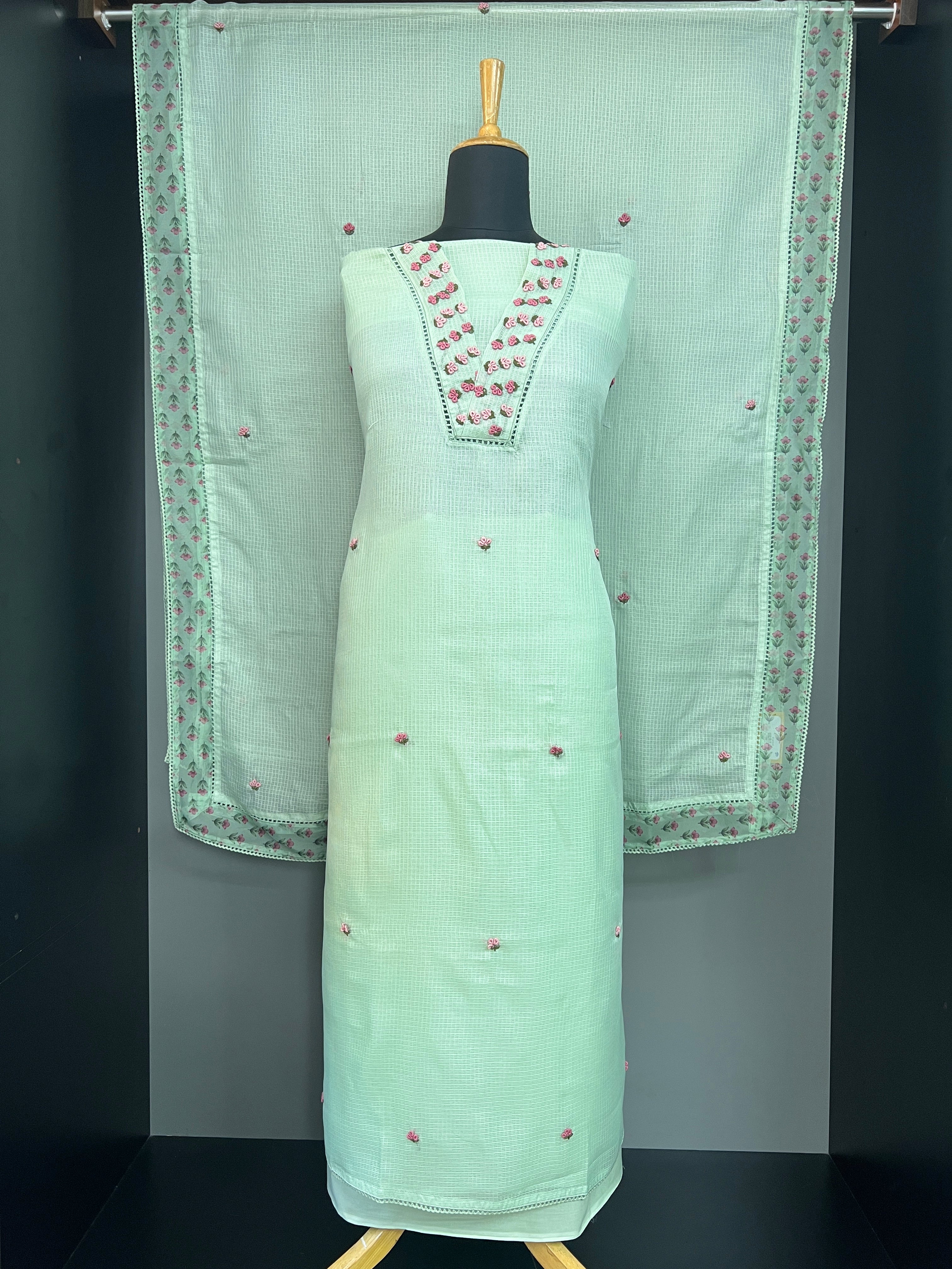 Embroidery Detailed Silky Kota Salwar Set |SRF191
