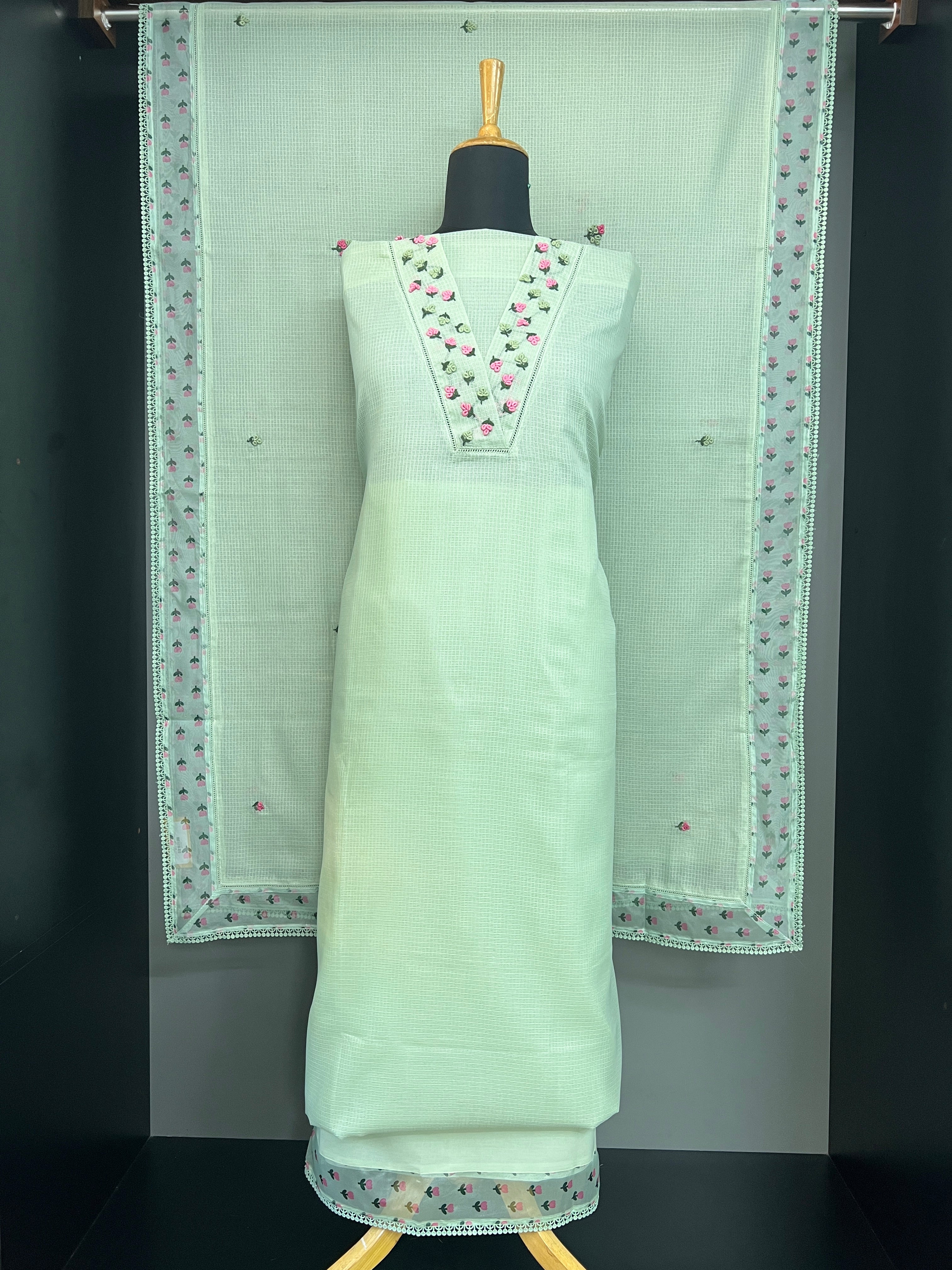 Embroidery Detailed Silky Kota Salwar Set |SRF192