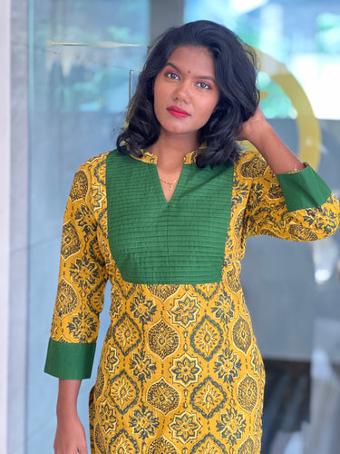 Ajrak Inspired Print Detailed Cotton Kurta | DNT495