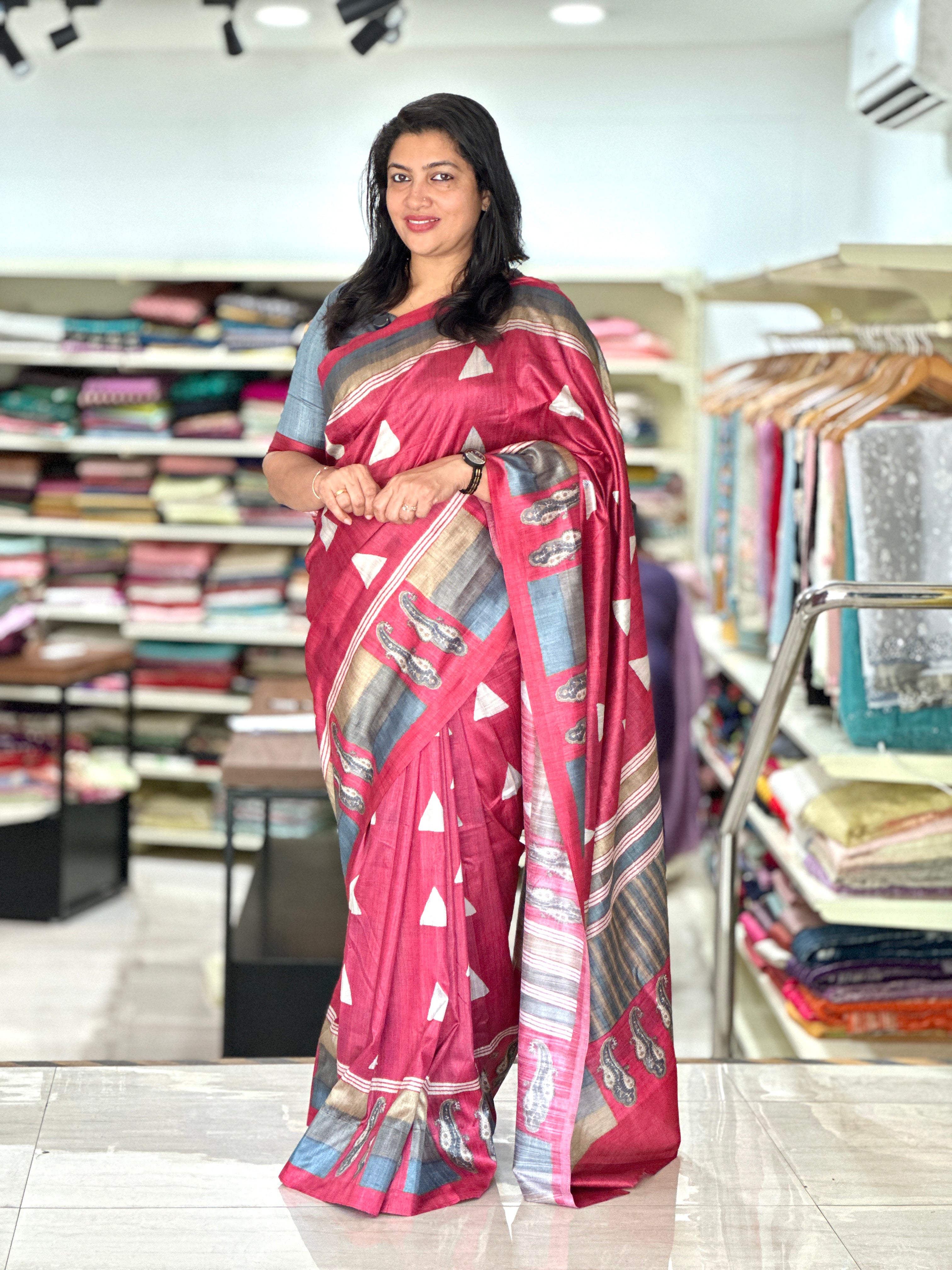 Digital Printed Semi Tussar Saree | SSN529