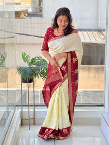 Traditional Banarasi Weaving Patterned Semi Silk Saree | NN367