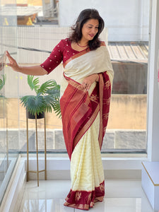 Traditional Banarasi Weaving Patterned Semi Silk Saree | NN367