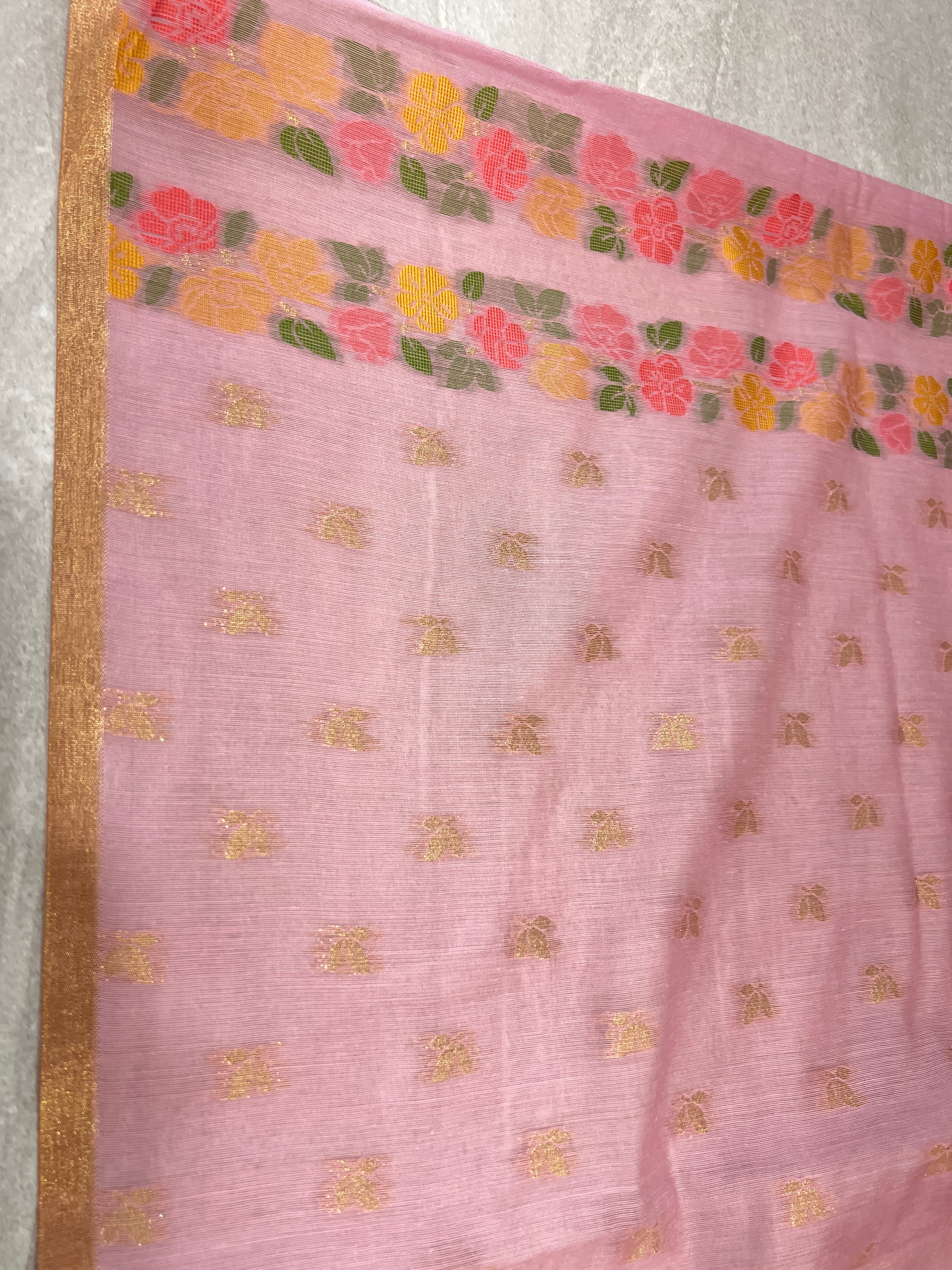 Floral Weaving Pattern Chanderi Finish Saree | GMS170