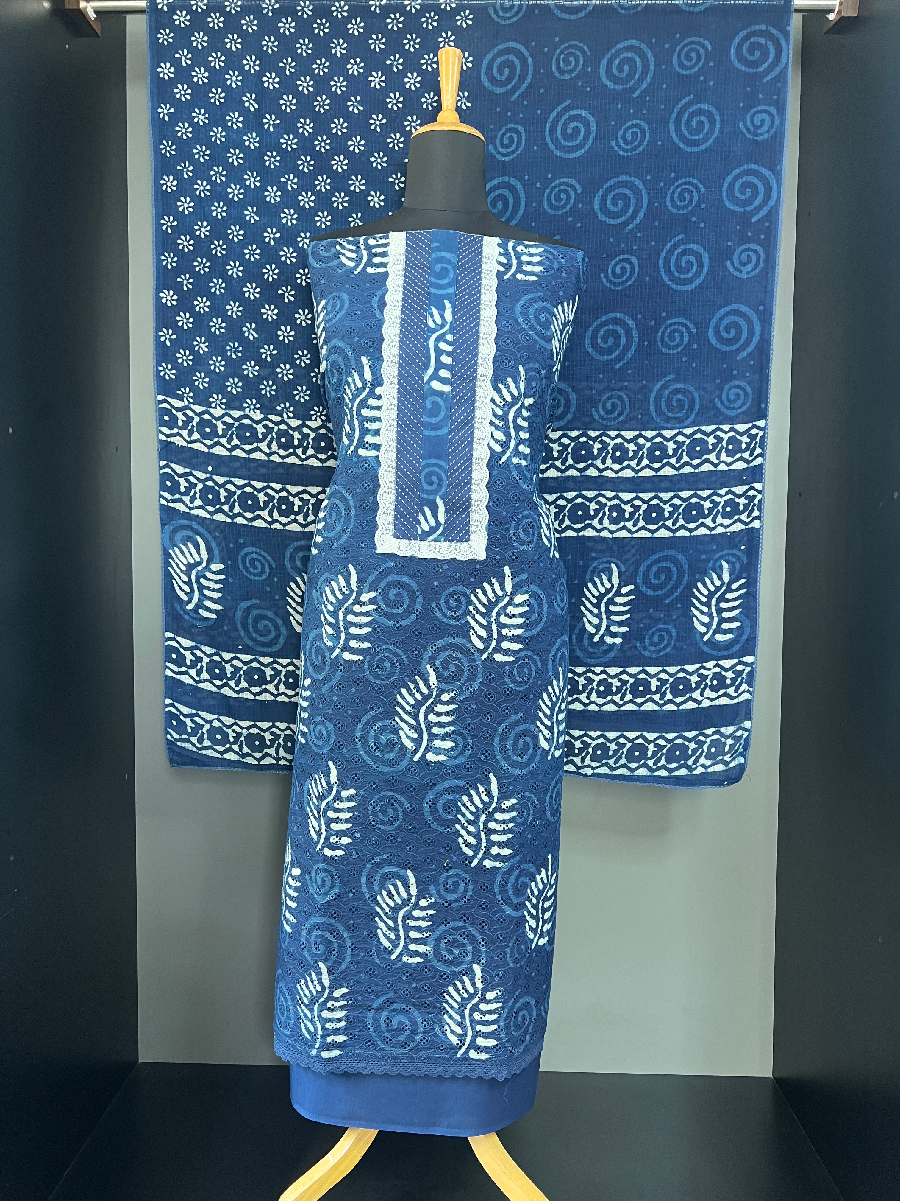 Scattered Hand Block Leaf Printed Cotton Salwar Set |SSC185