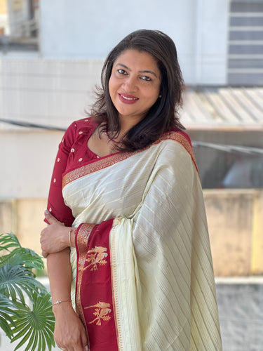 Traditional Banarasi Weaving Patterned Semi Silk Saree | NN367