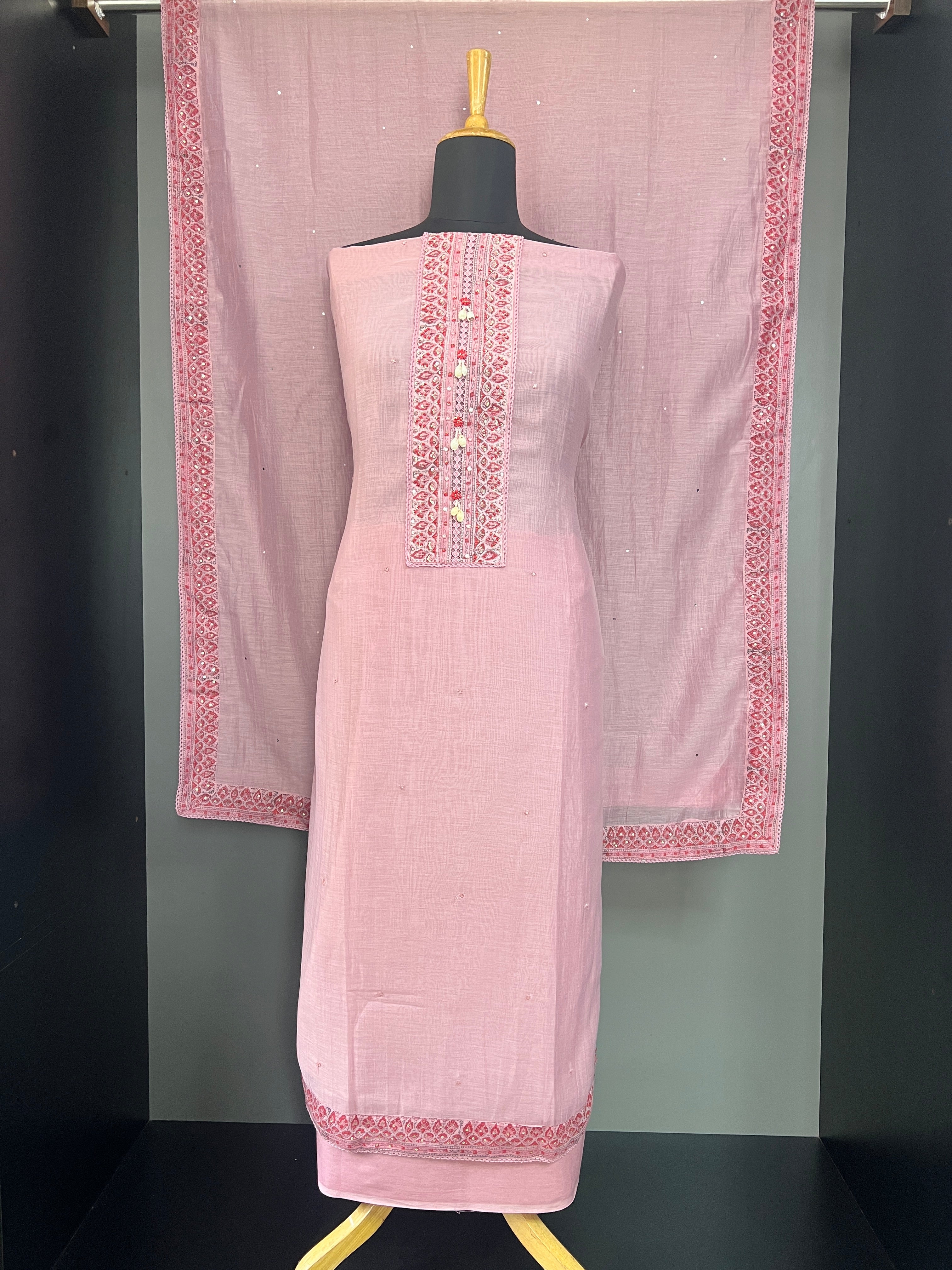 Embroidery & Print Detailing Chanderi Salwar Set |SSC160