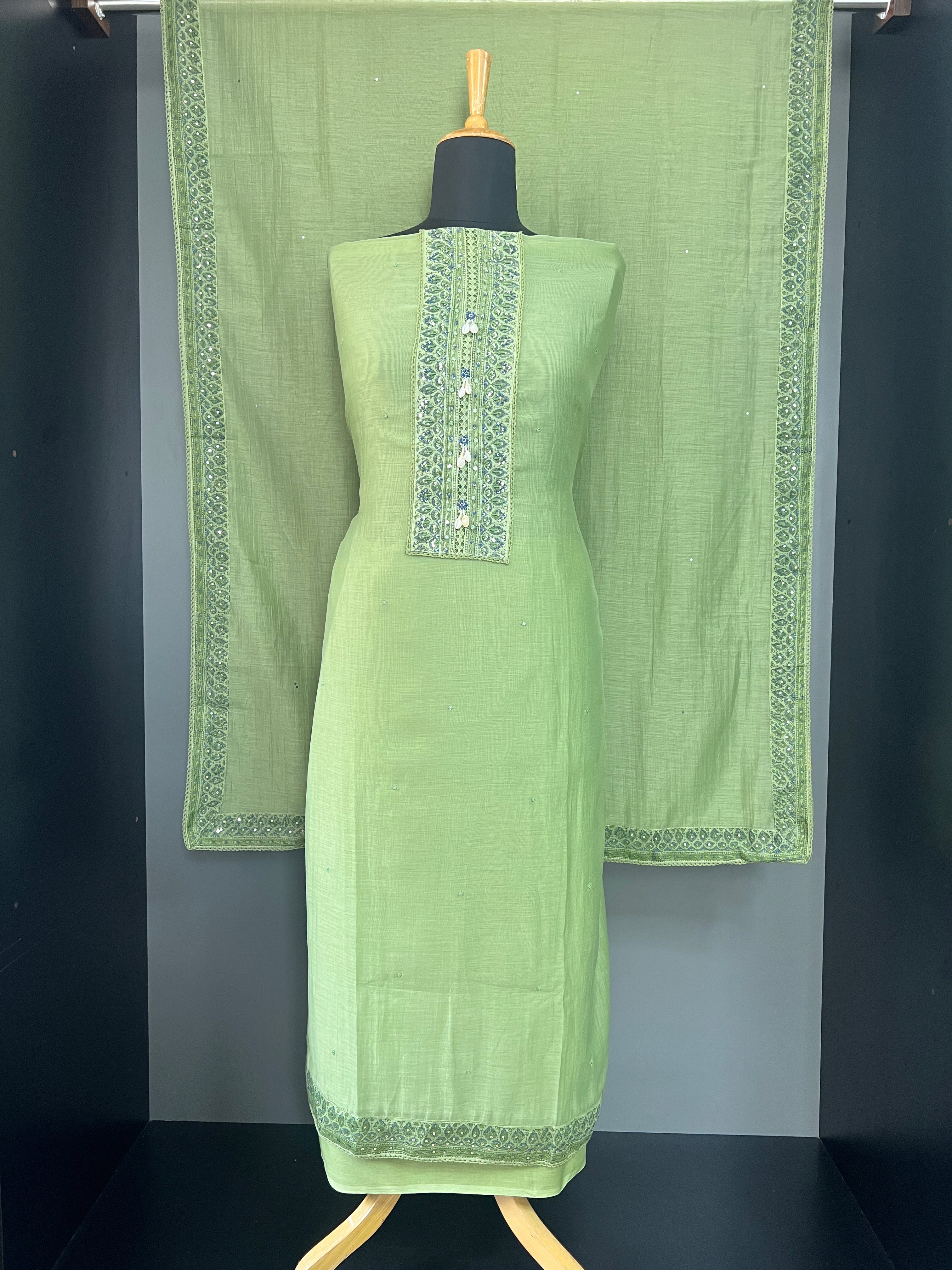 Embroidery & Print Detailing Chanderi Salwar Set | SSC157