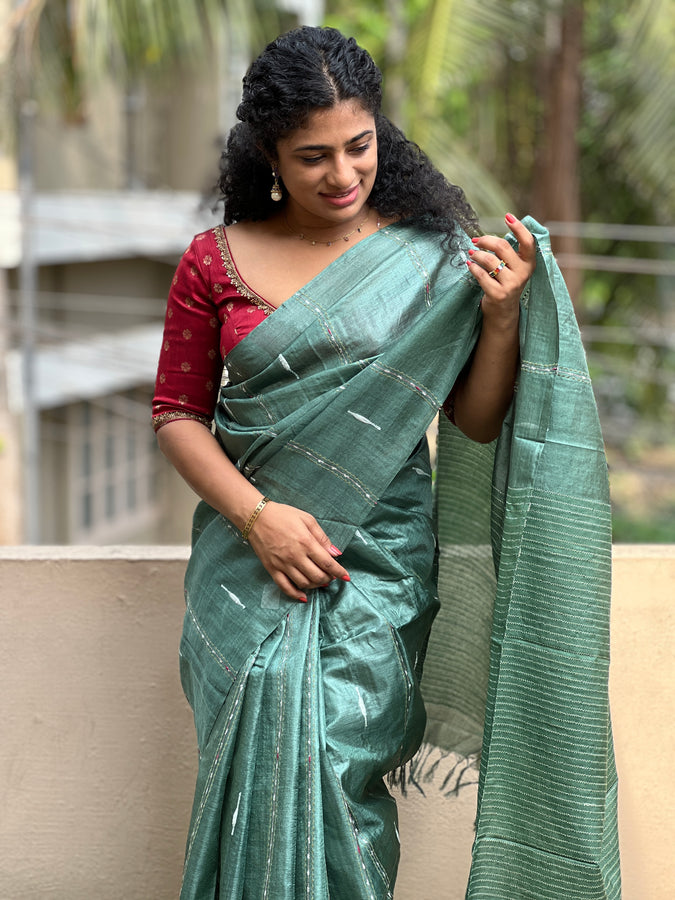 Kesiya Weaved Bamboo Tussar Saree | SKH197