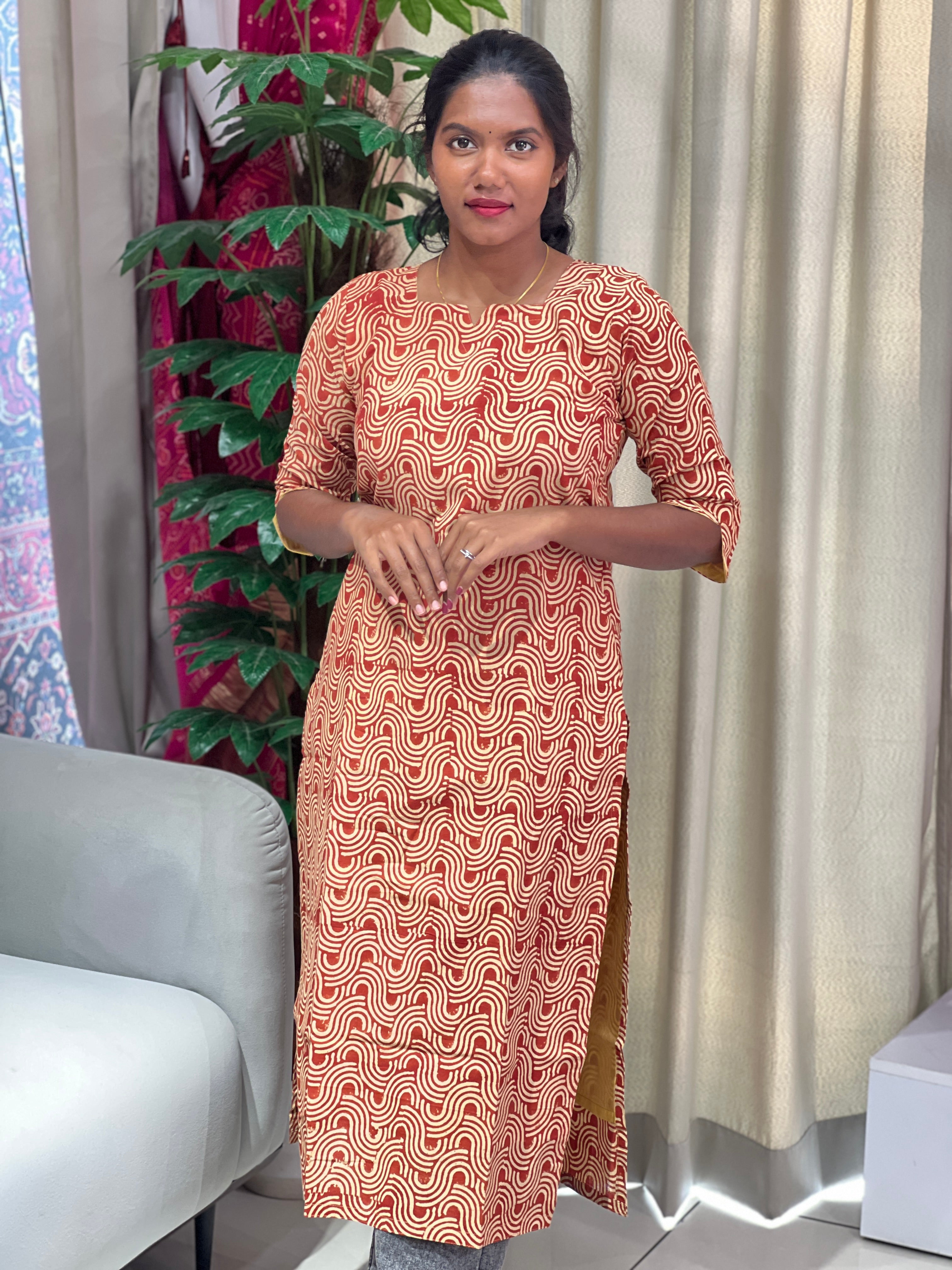 Hand Block Printed Cotton Kurta | RMLA239