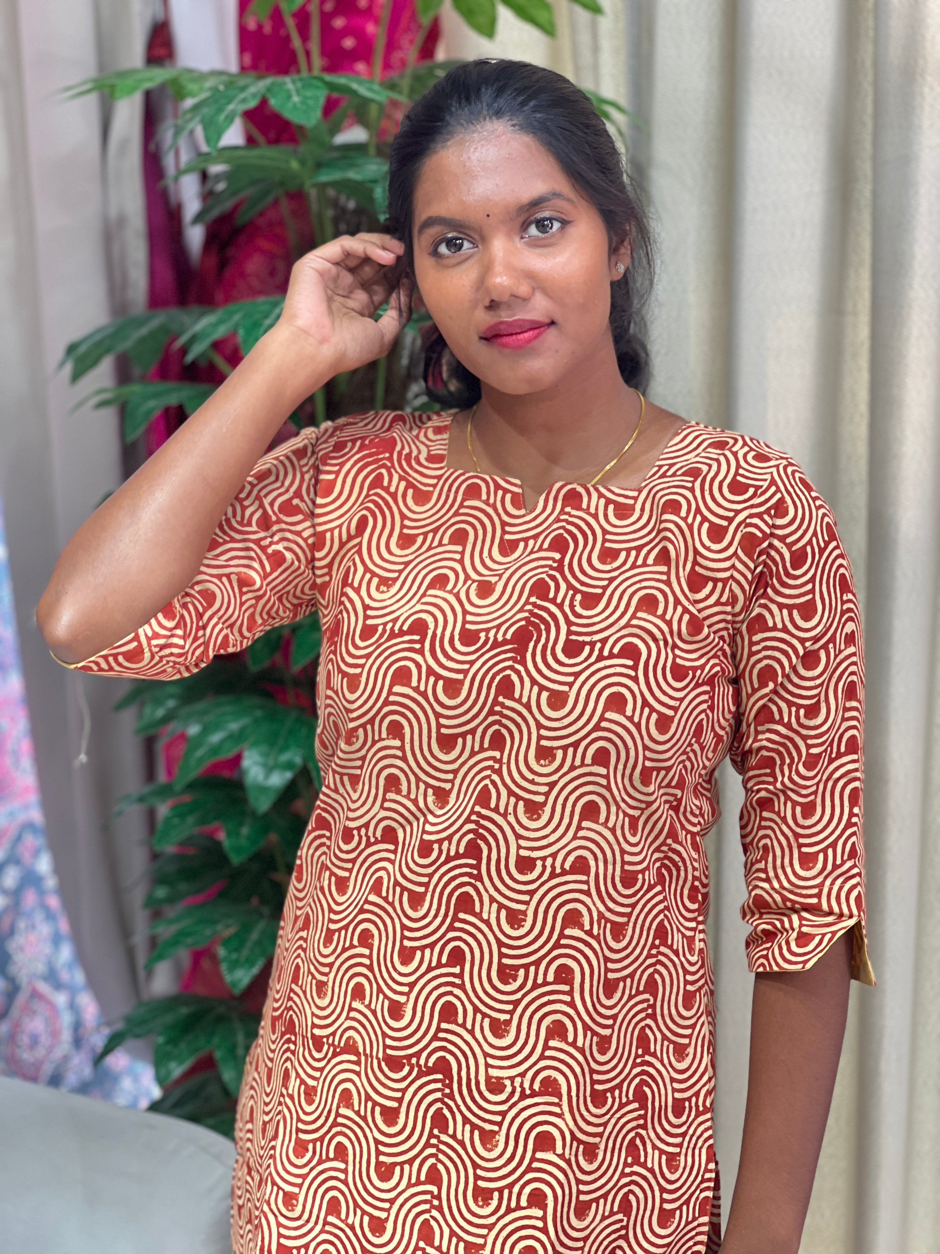 Hand Block Printed Cotton Kurta | RMLA239