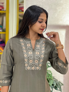 Machine Embroidered Cotton Kurta | VS129