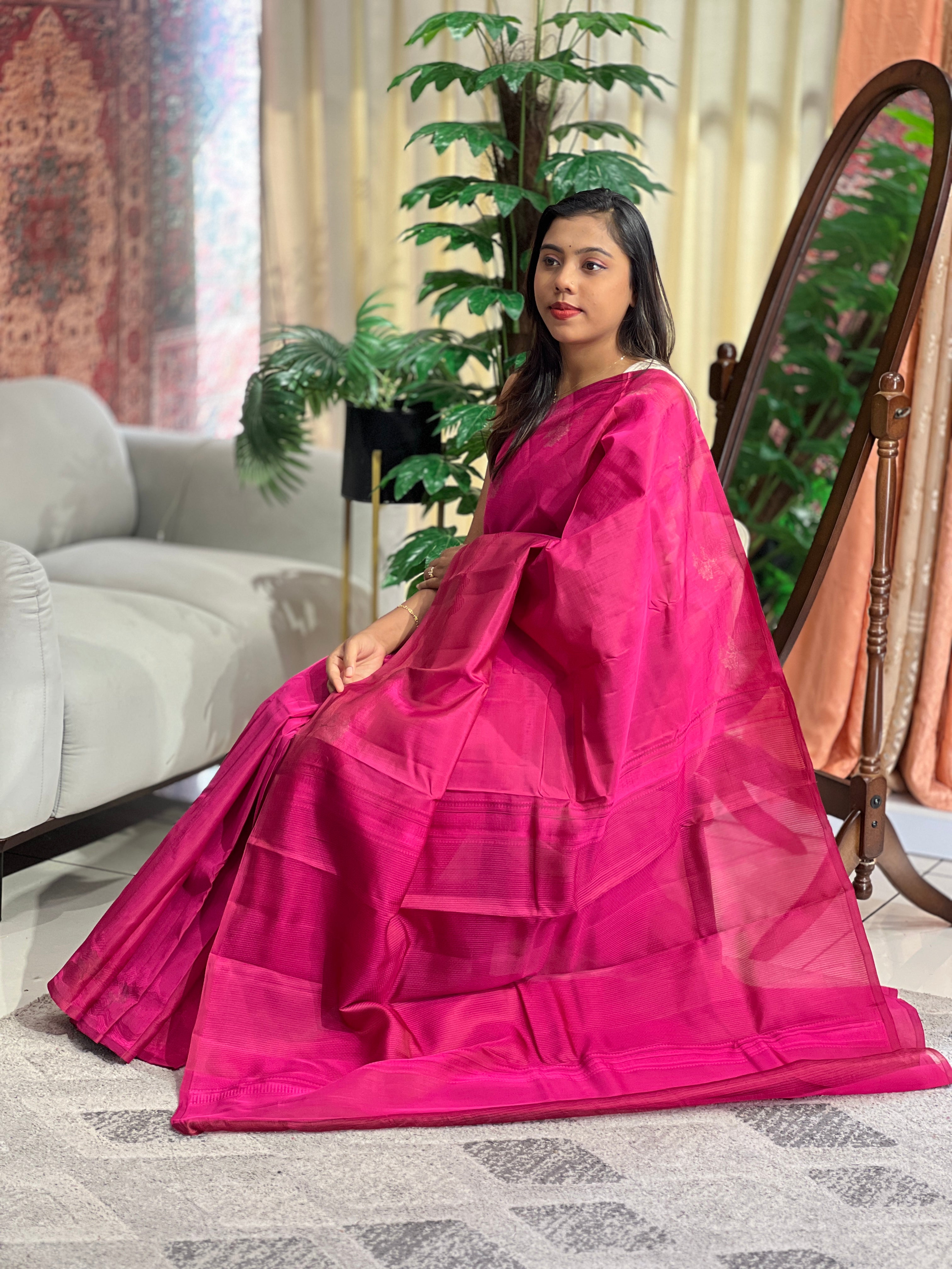 Embossed Weaved Pattern Powerloom Soft Silk Saree | RTD147