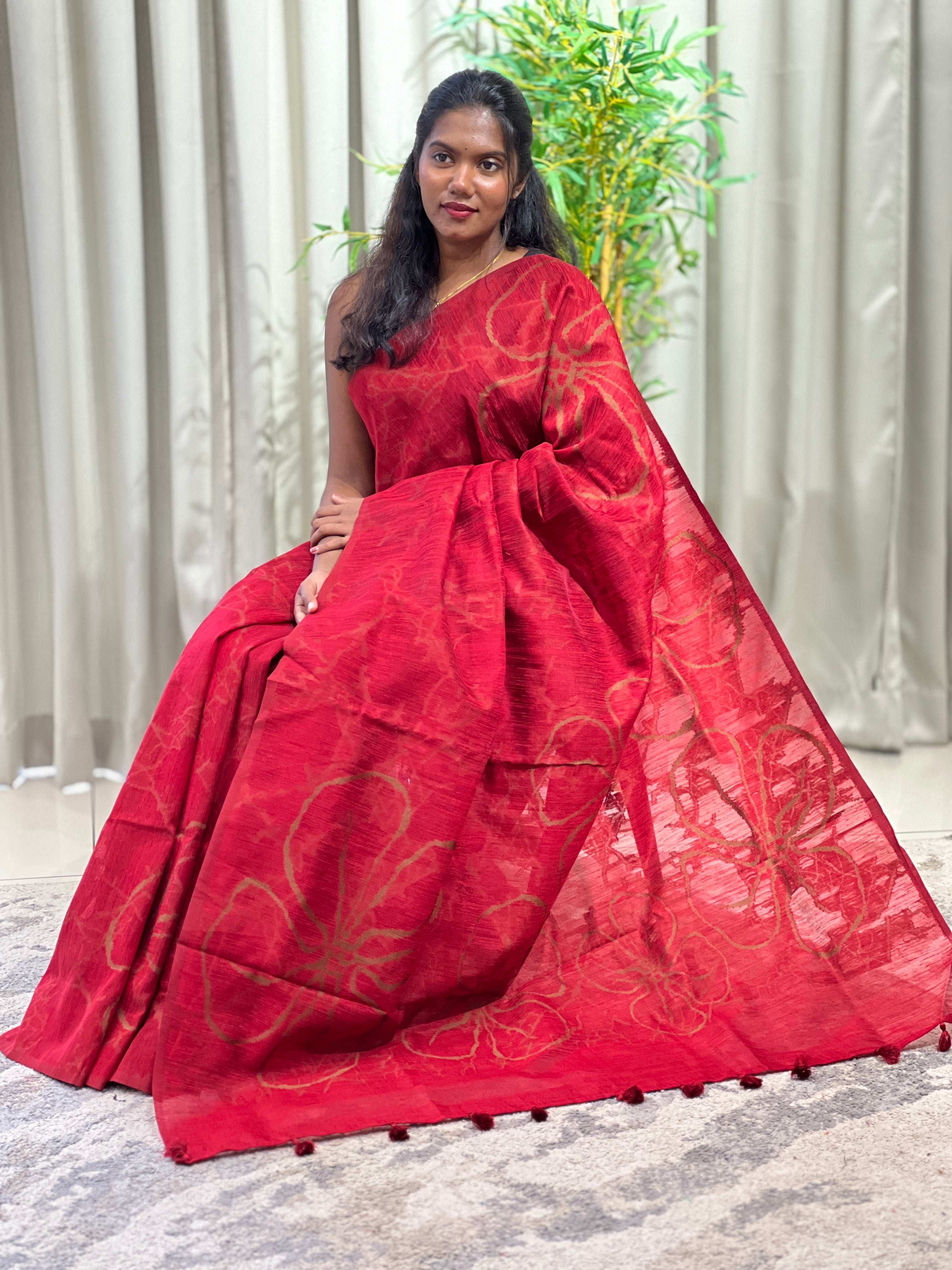 Stone Wash Effect Semi Jute Saree | YNG1638
