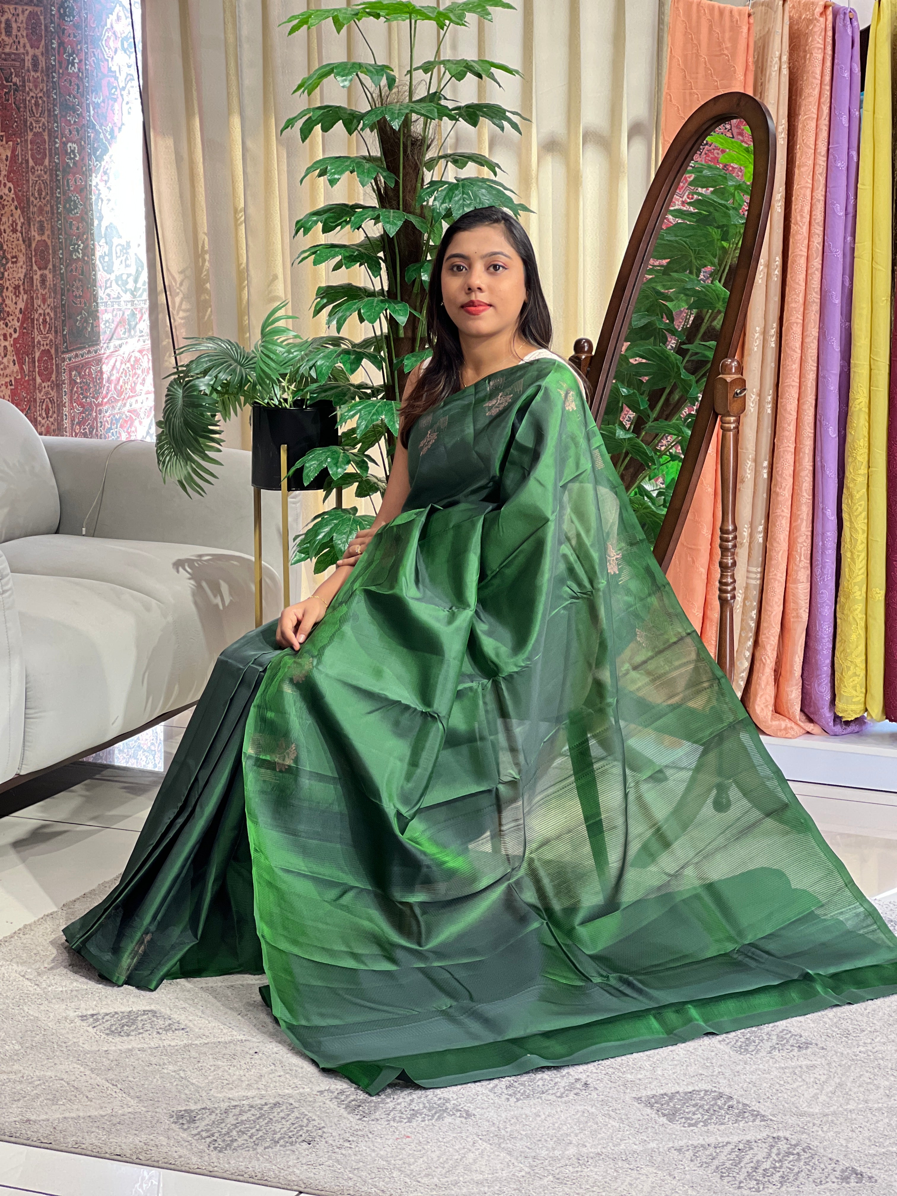 Embossed Weaved Pattern Powerloom Soft Silk Saree | RTD148