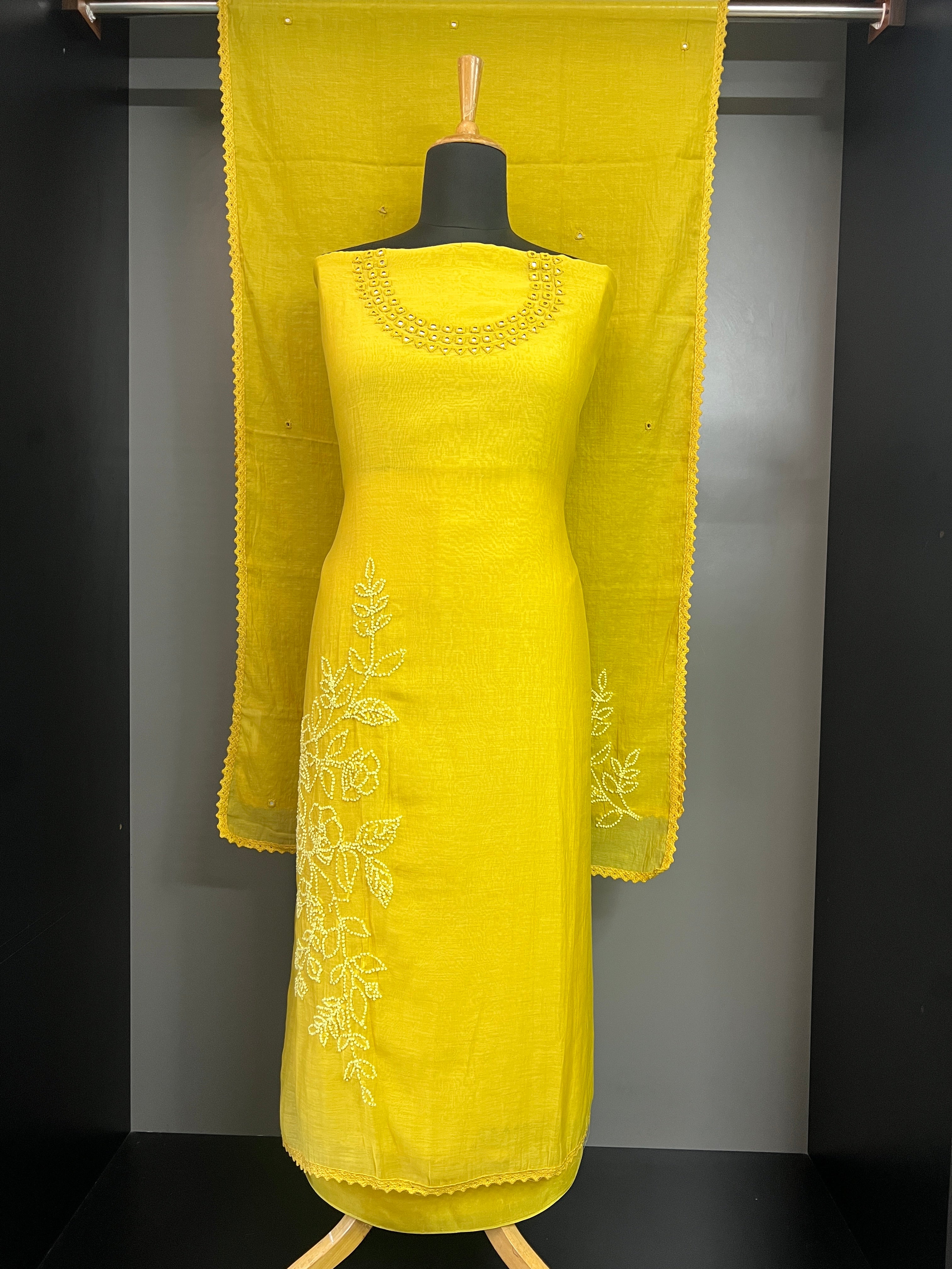 Mirror Work Pure Chanderi Salwar Set | MM480