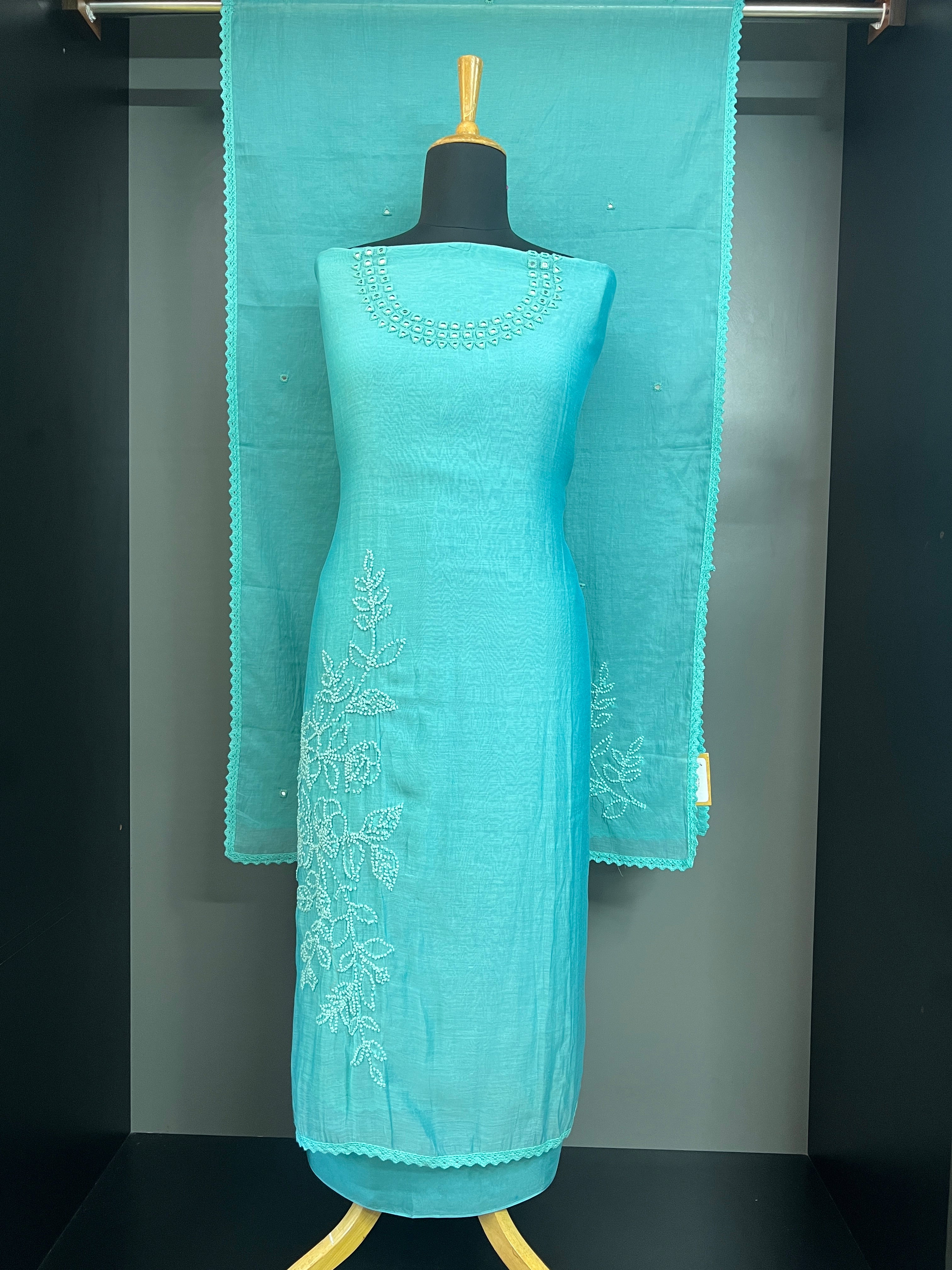 Mirror Work Pure Chanderi Salwar Set | MM481