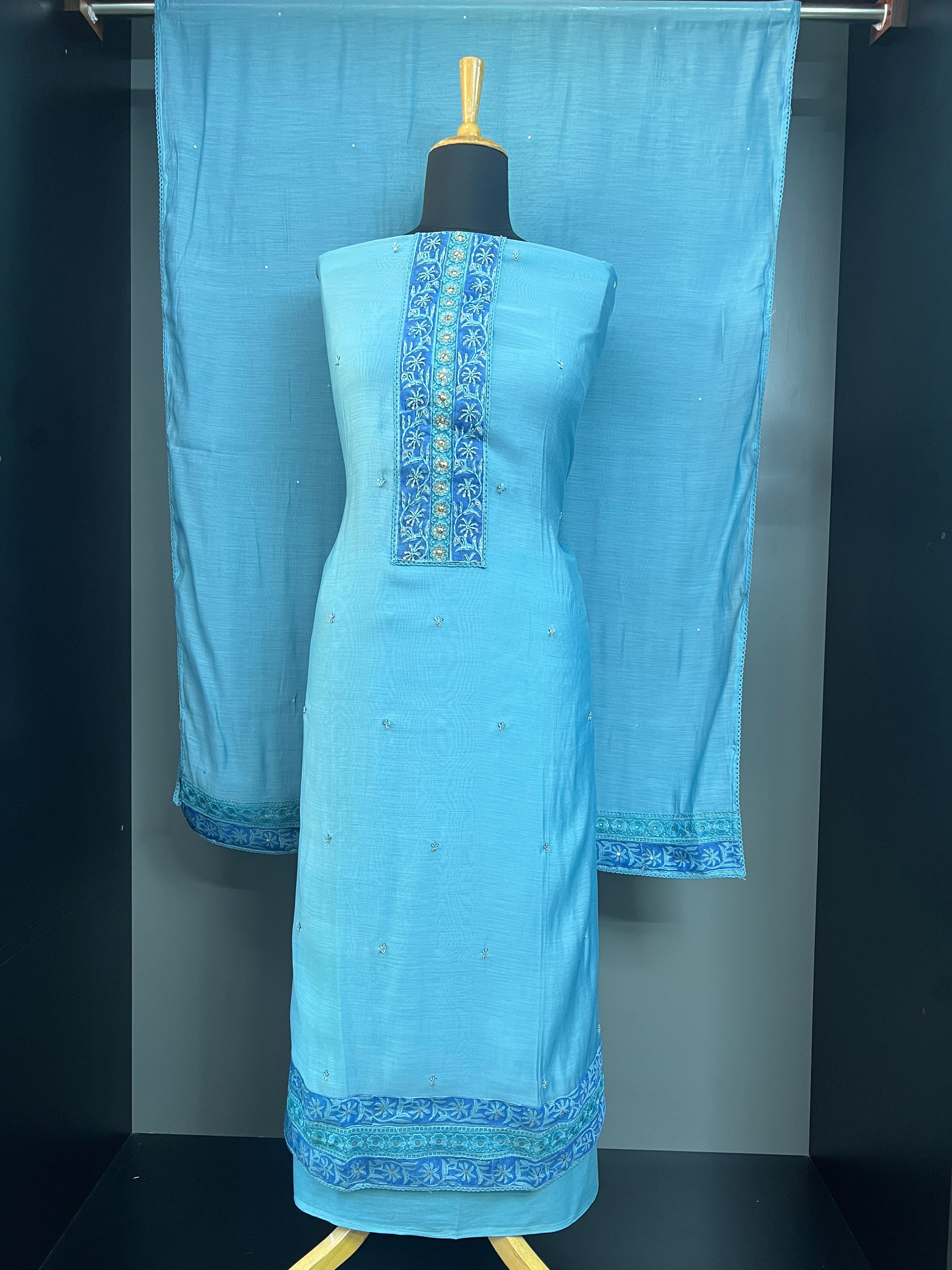 Hand Embroidery & Work Detailed Mul Chanderi Salwar Set |SSC164