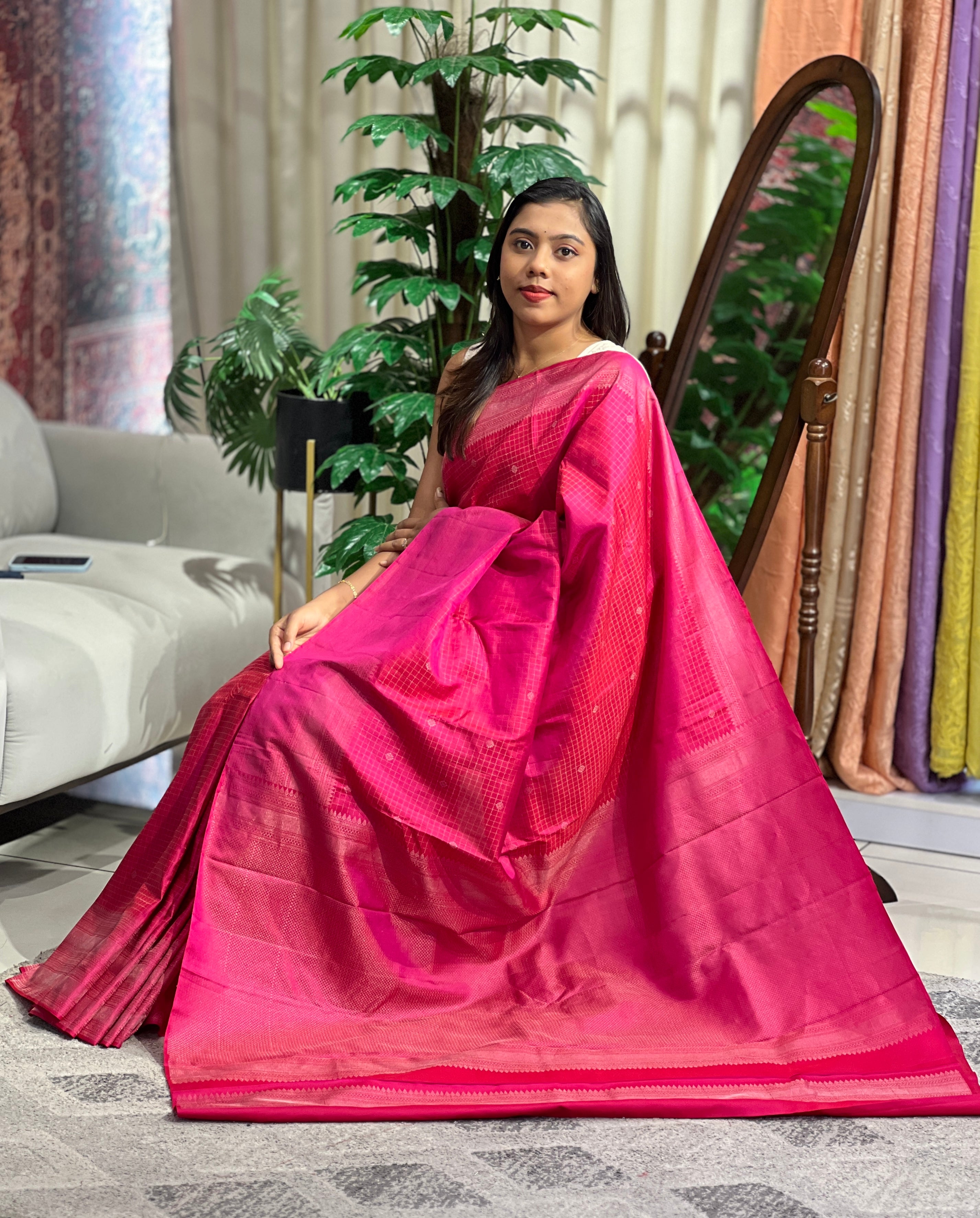 Traditional kattam Patterned Handloom Kanchipuram Saree | SIM104