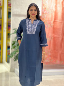 Machine Embroidered Cotton Kurta | VS128